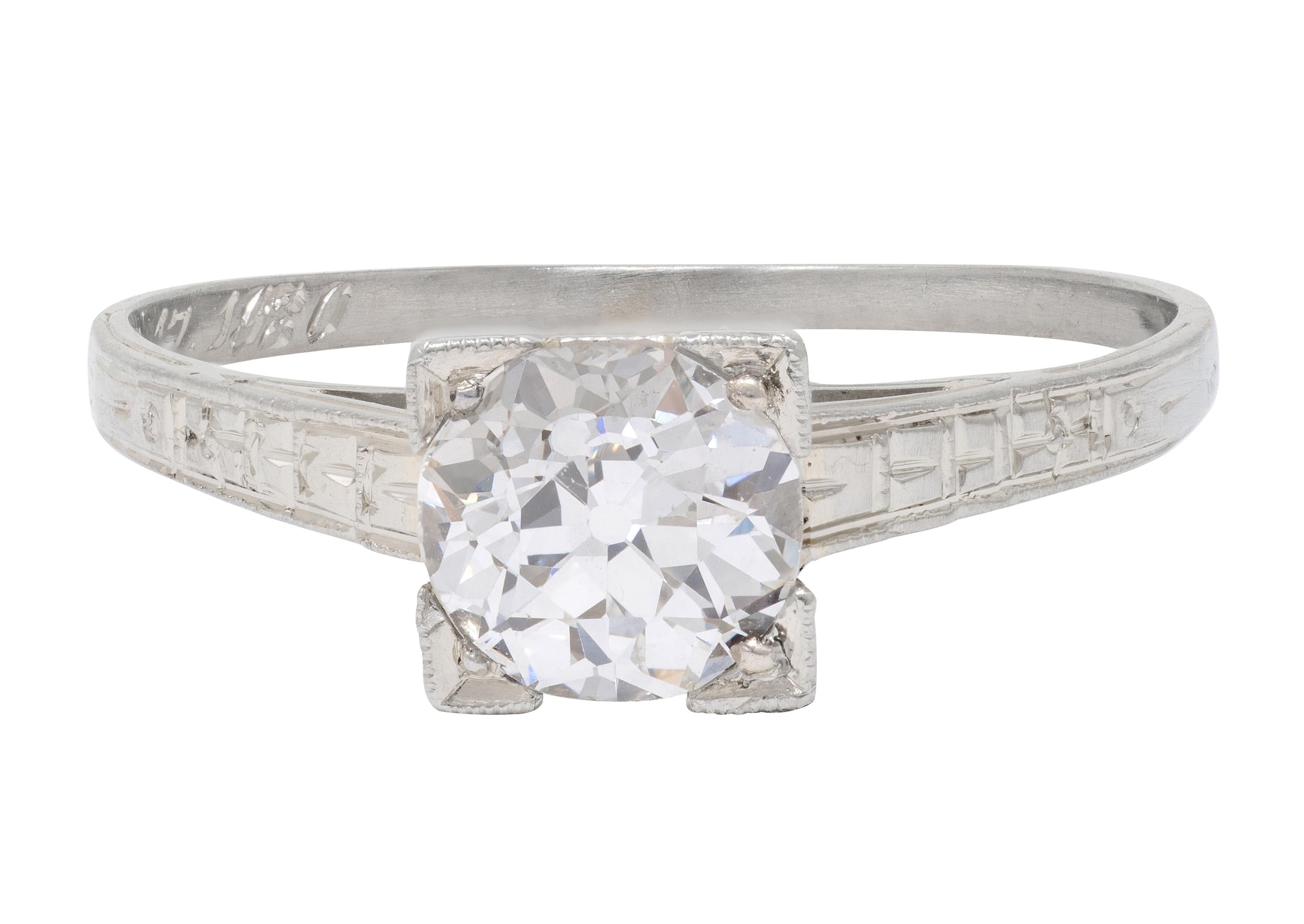 Art Deco Old European Diamond 18K Gold Vintage Orange Blossom Engagement Ring