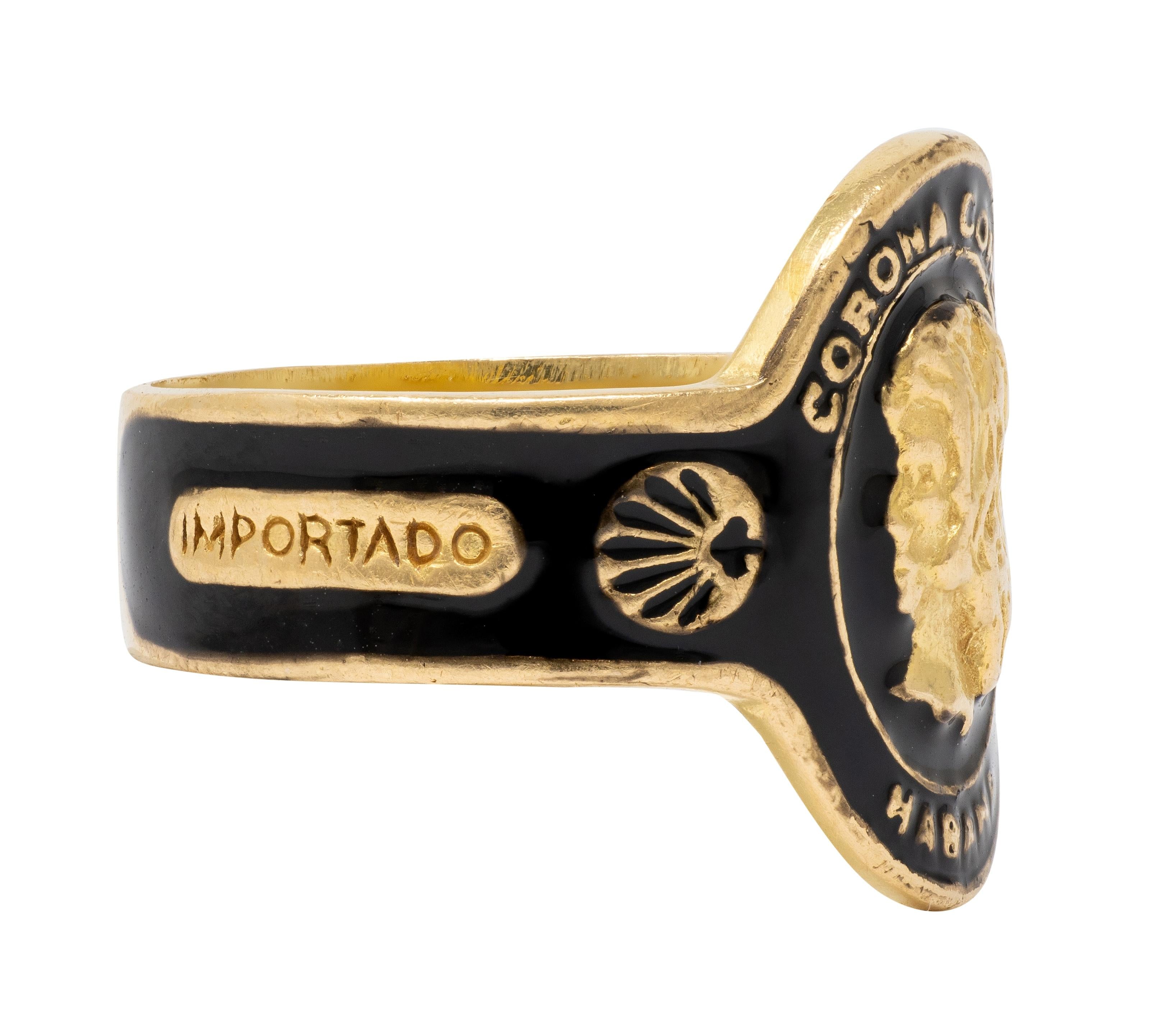 Cartier 1970's Black Enamel 18 Karat Yellow Gold Vintage Unisex Cigar Band Ring