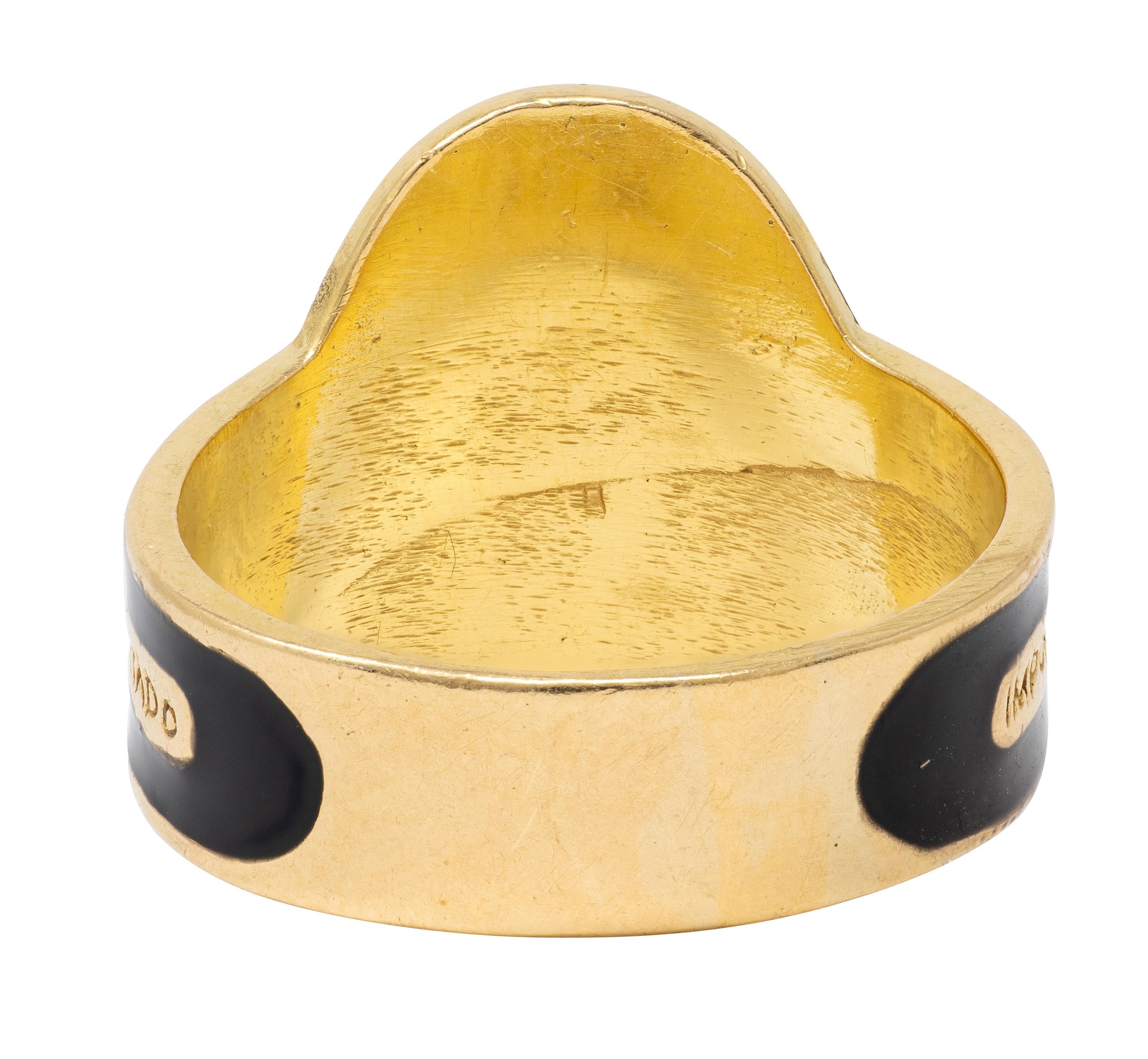 Cartier 1970's Black Enamel 18 Karat Yellow Gold Vintage Unisex Cigar Band Ring
