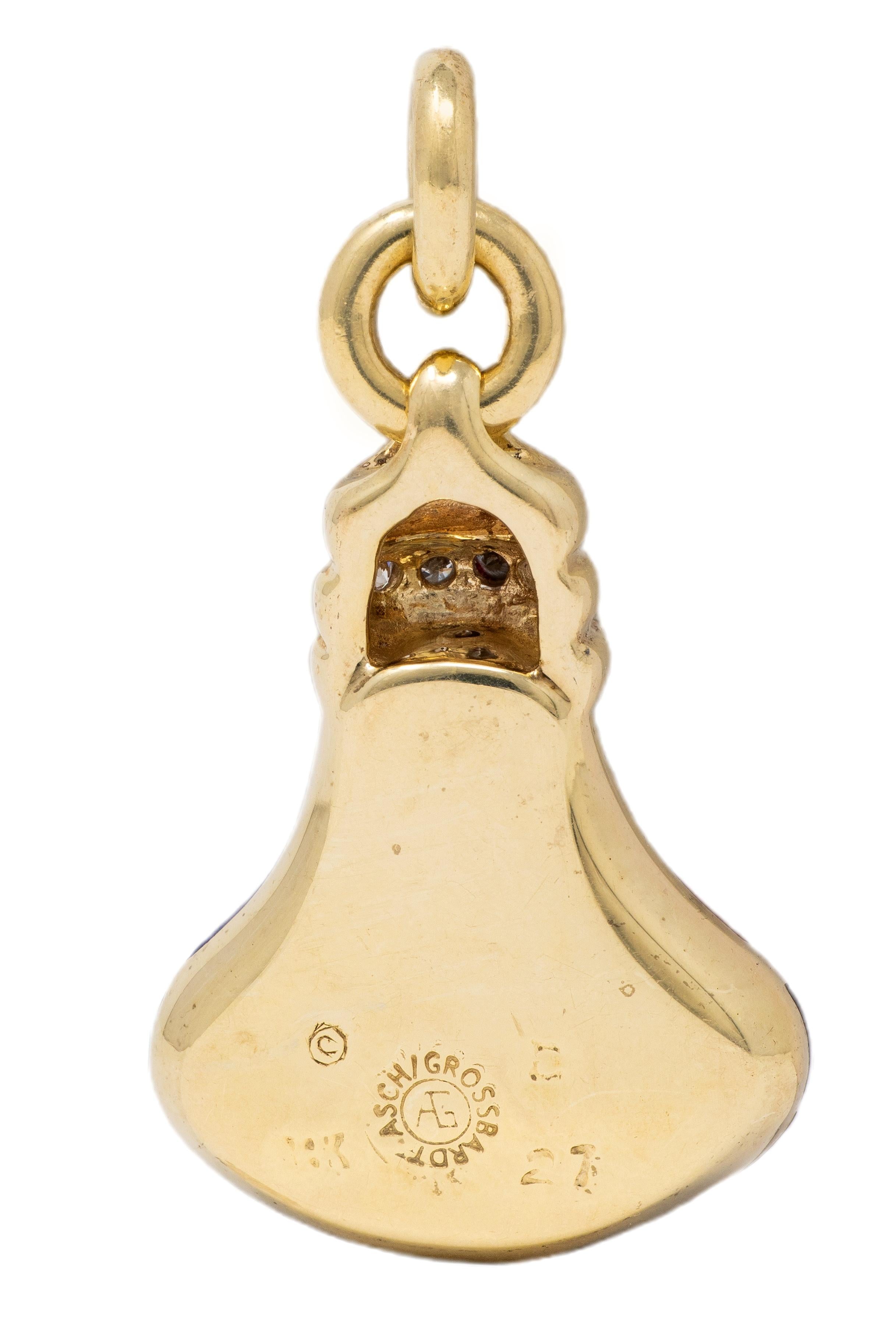 Asch Grossbardt 1980's Multi-Gem 14K Gold Vintage Abstract Bottle Charm