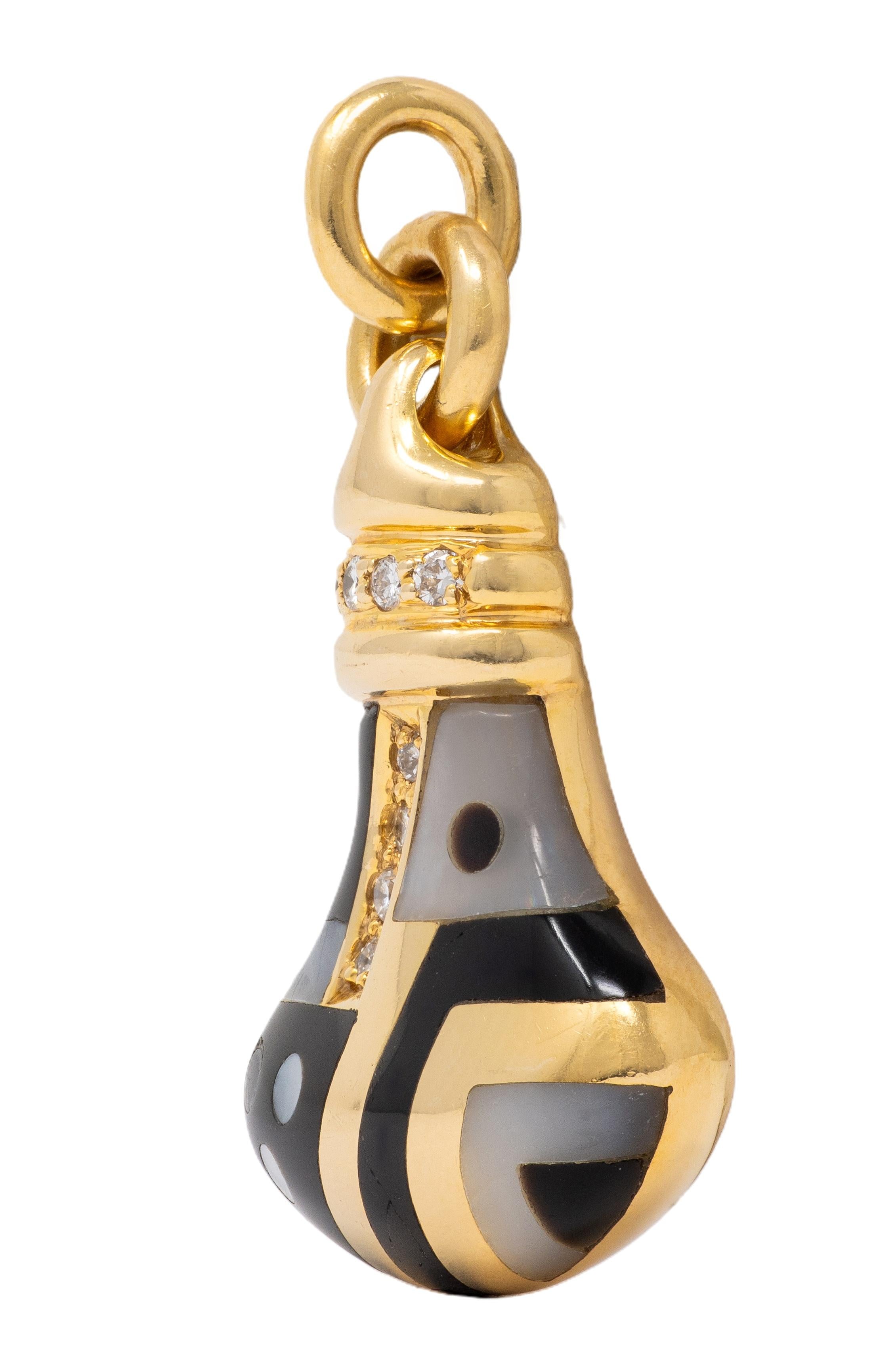 Asch Grossbardt 1980's Multi-Gem Diamond 14K Gold Vintage Bottle Charm