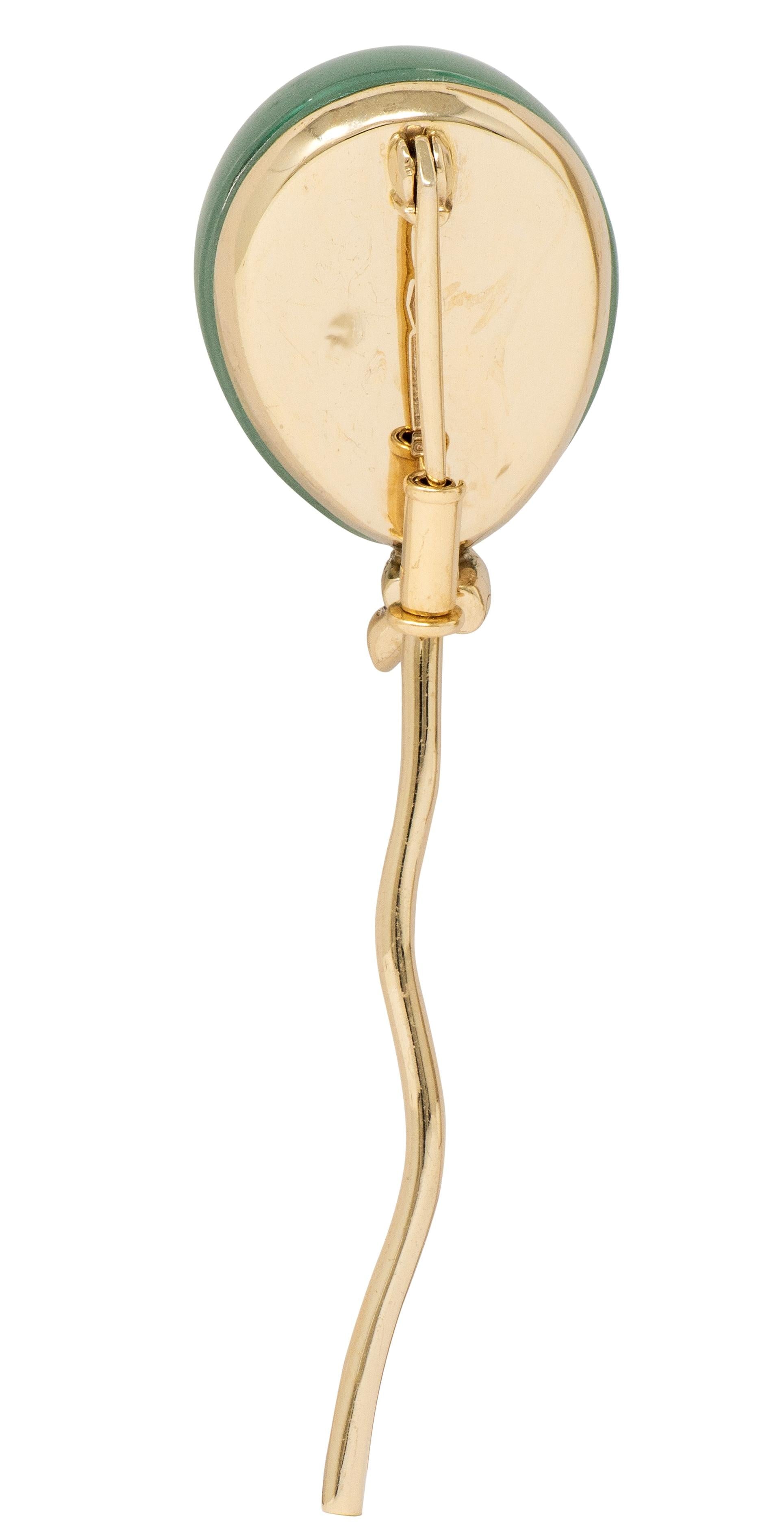 Vhernier Chrysoprase Diamond 18 Karat Gold Palloncino Balloon Brooch