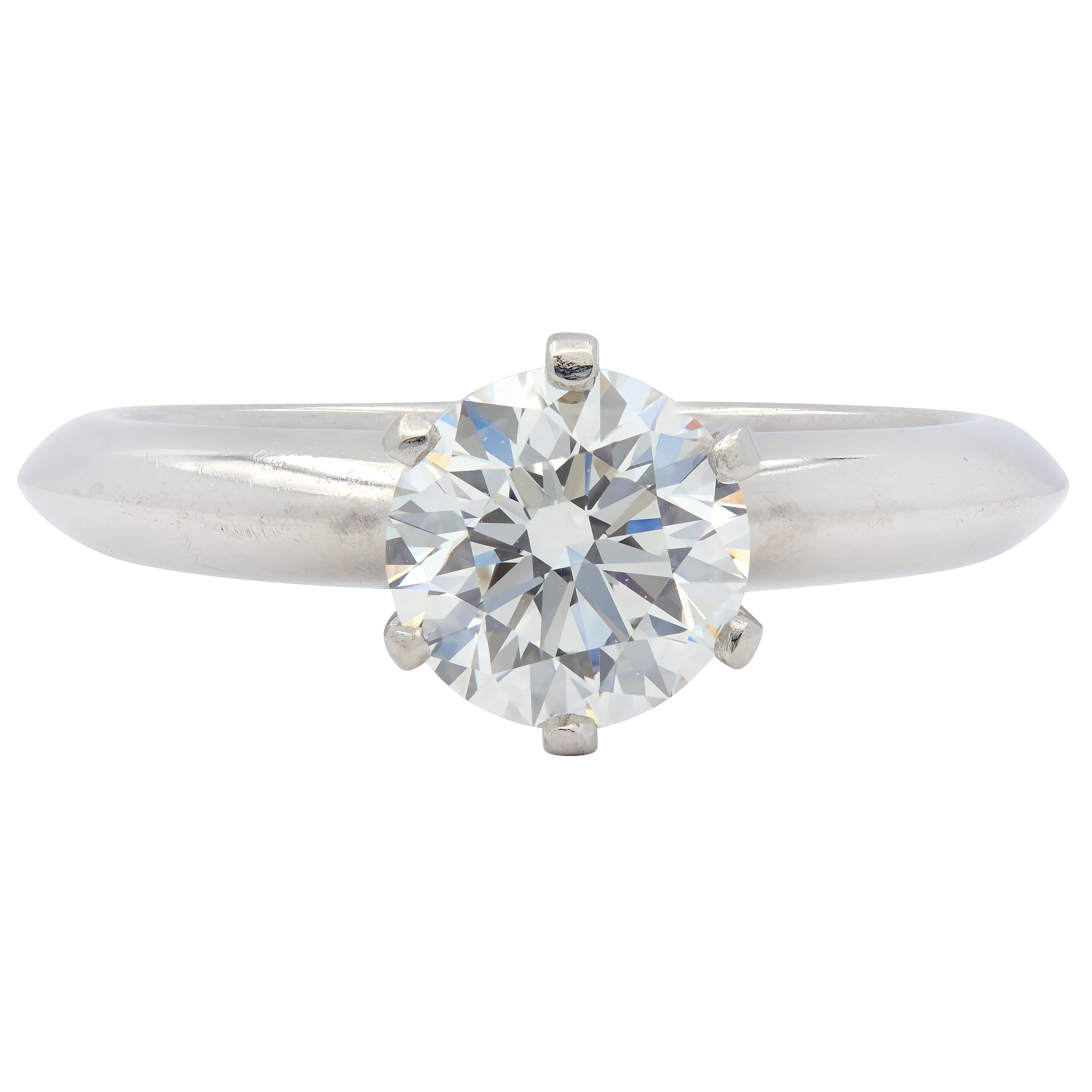 Tiffany & Co. Round Brilliant Cut Diamond Platinum Solitaire Engagement Ring GIA