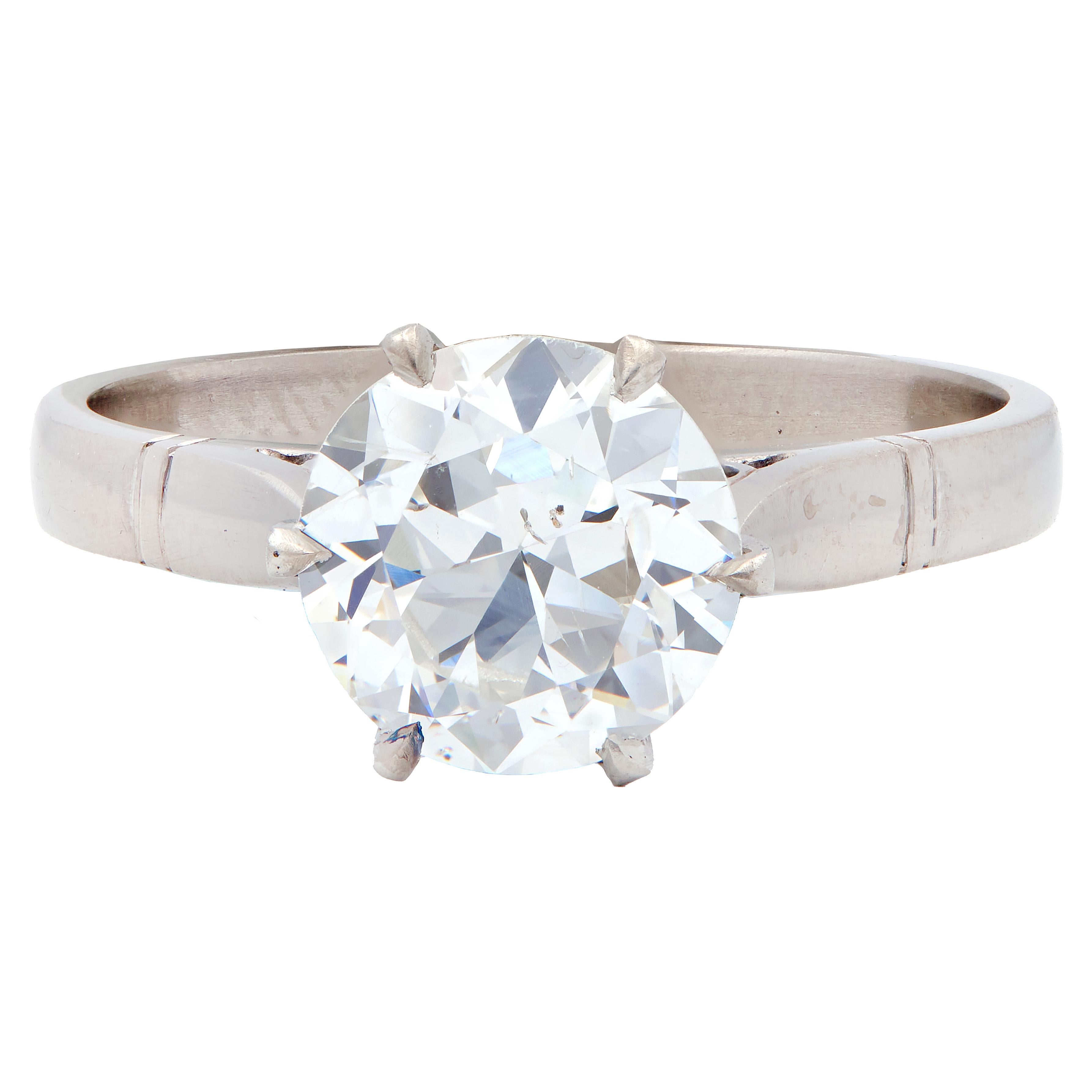 Art Deco Old European Cut Diamond Platinum Vintage Solitaire Engagement GIA