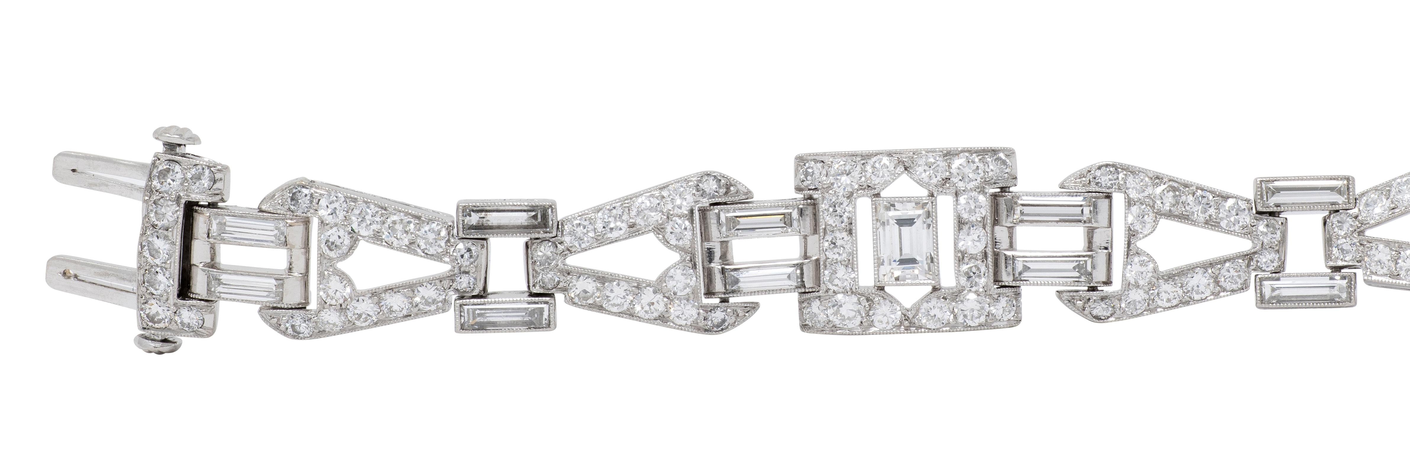 Art Deco 8.20 CTW Diamond Platinum Vintage Bowtie Link Bracelet