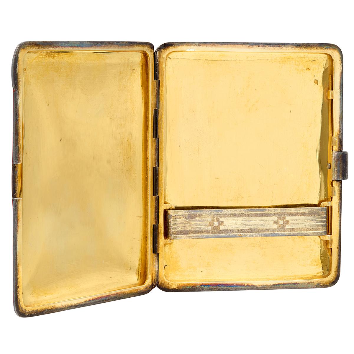Tiffany & Co. Strauss Allard Meyer Deco Enamel 18K Gold Vintage Cigarette Case