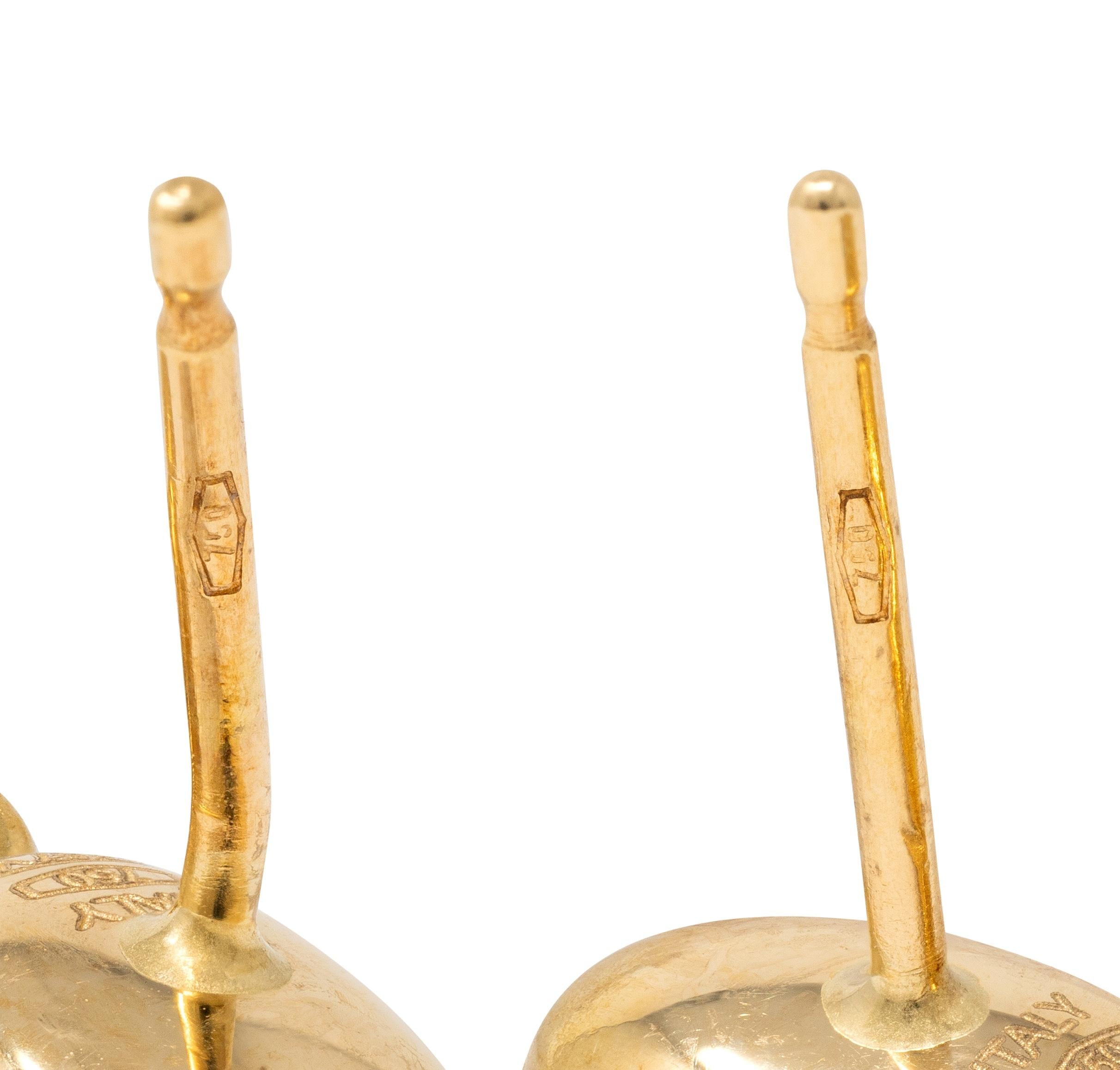 1970's Citrine 18 Karat Yellow Gold Contemporary Drop Earrings