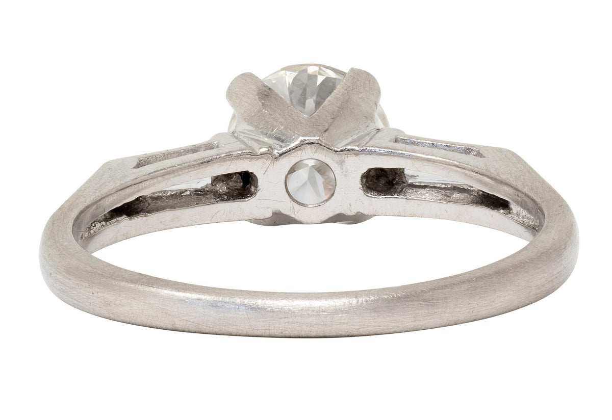 Mid-Century Round Brilliant Diamond Platinum Three Stone Vintage Engagement Ring