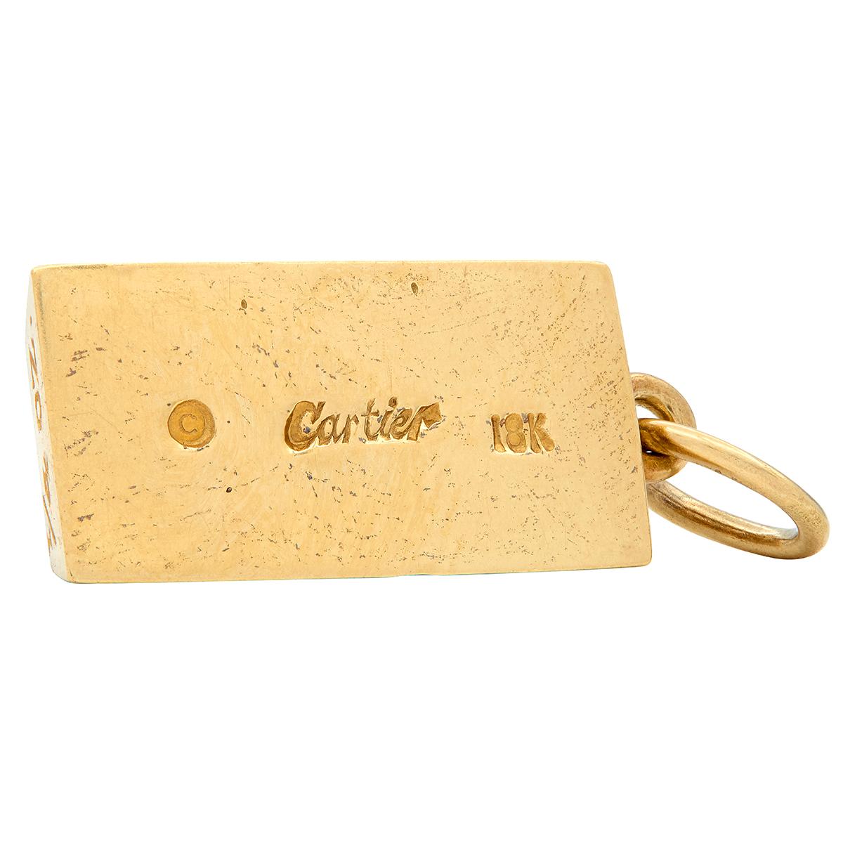 Cartier 1970's 18 Karat Yellow Gold Vintage 1/4 Oz. Gold Bar Ingot Pendant