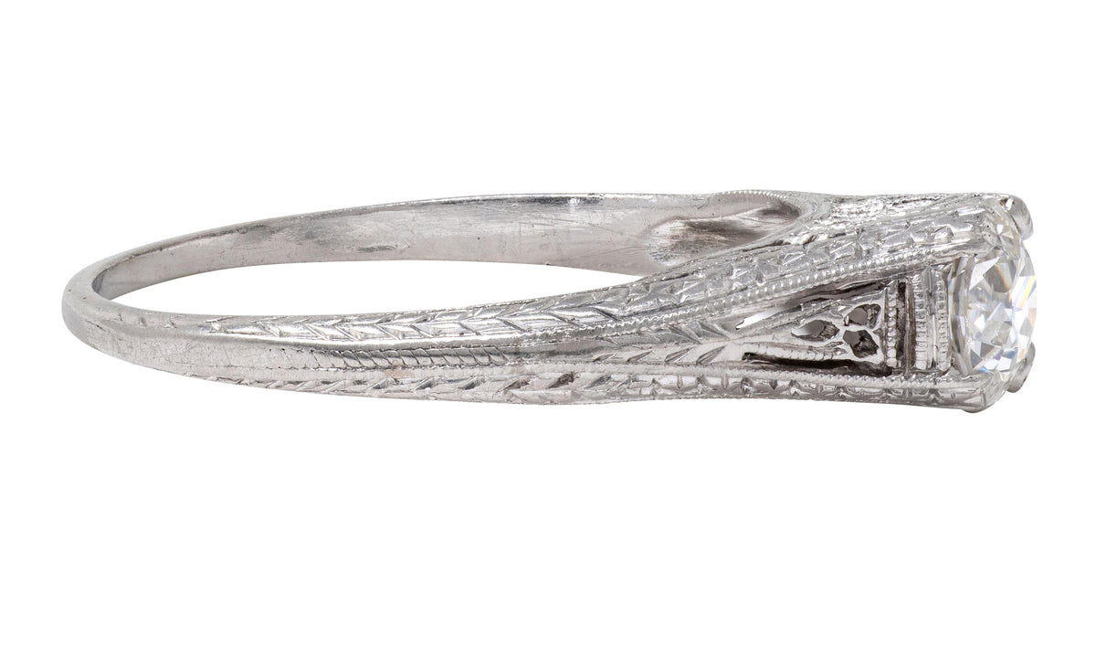 Art Deco 0.47 CT Diamond Platinum Vintage Orange Blossom Engagement Ring
