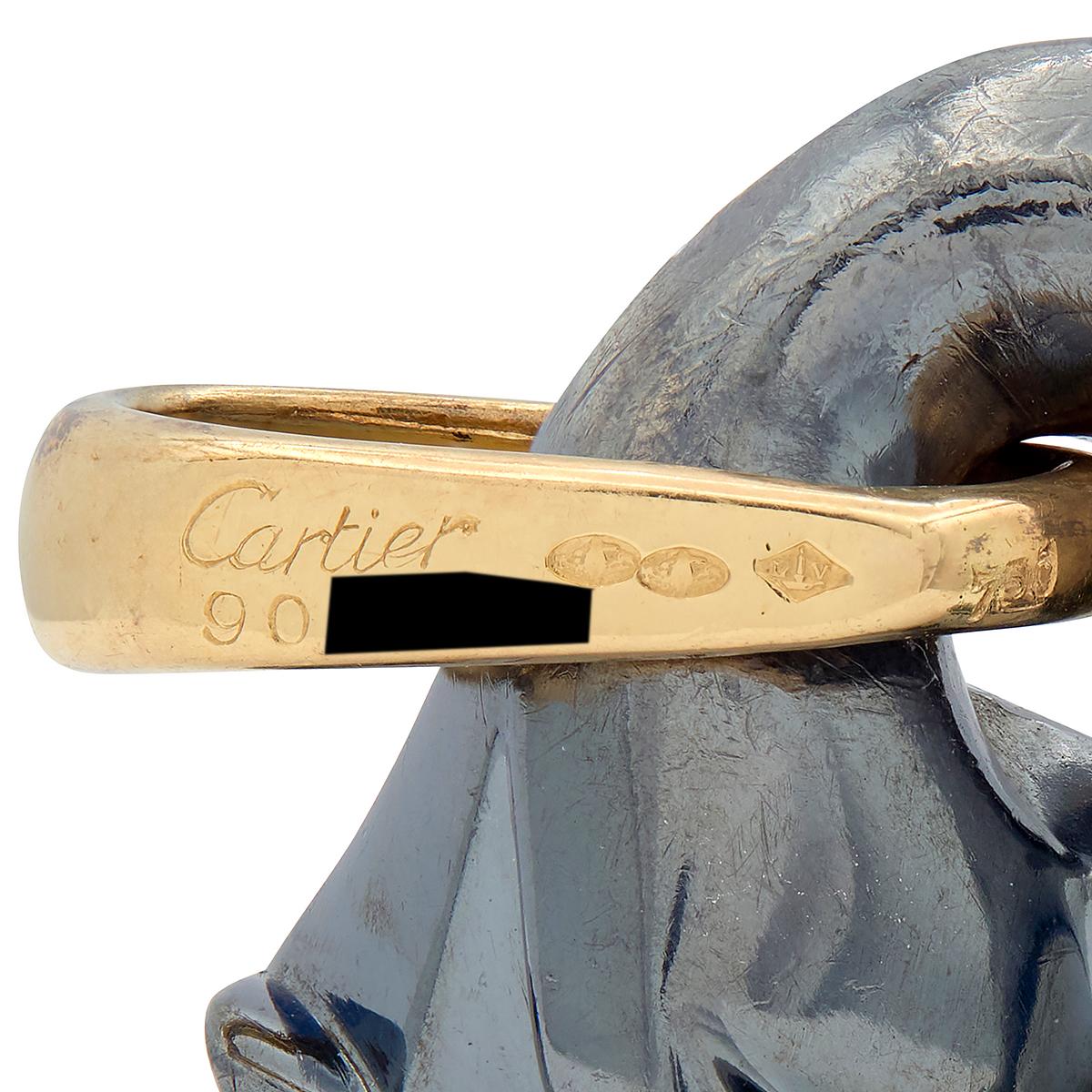 Cartier 1990's 18 Karat Yellow Gold Silverium Vintage Hanging Panthere Pendant