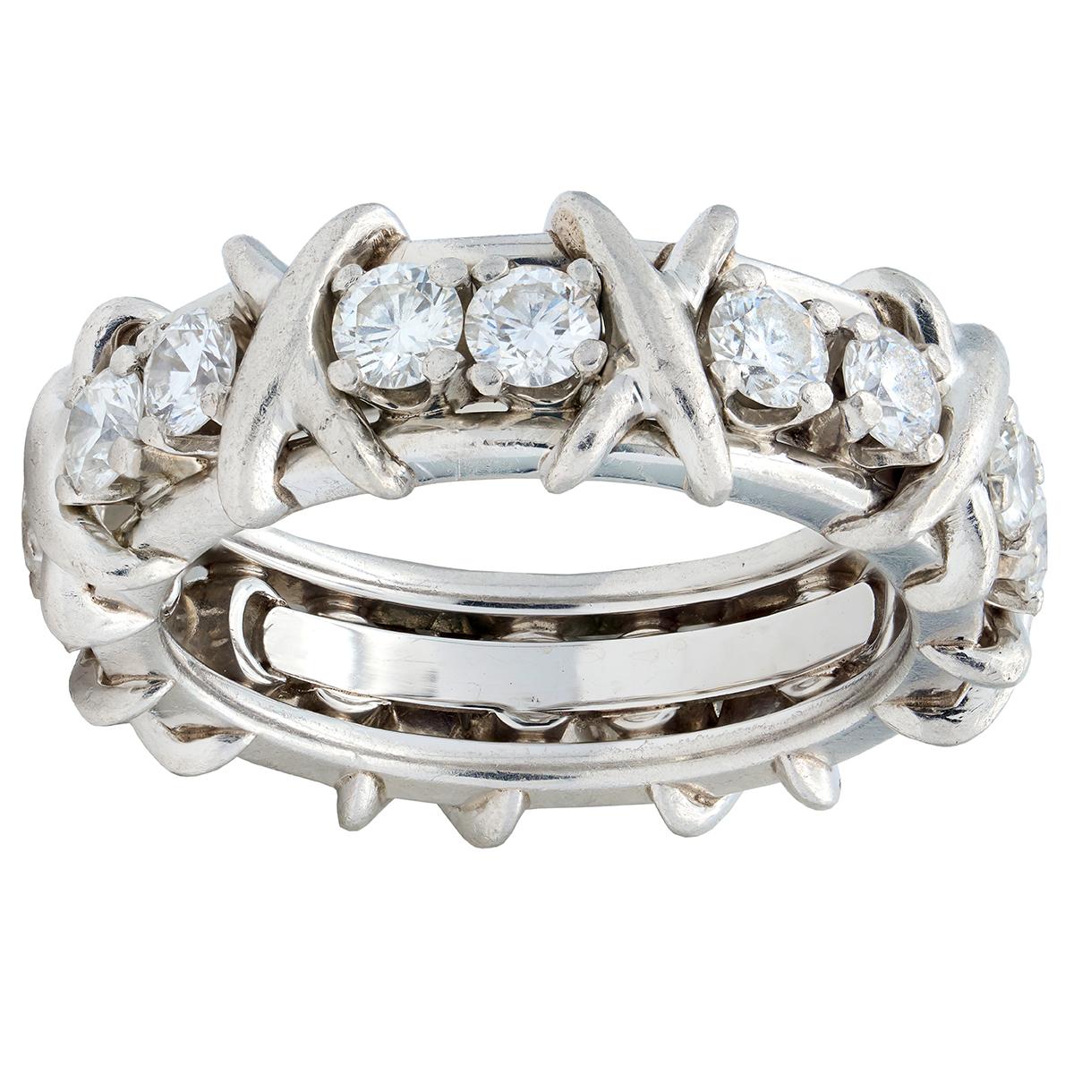 Tiffany & Co. Schlumberger Diamond Platinum Vintage Sixteen Stone Band Ring