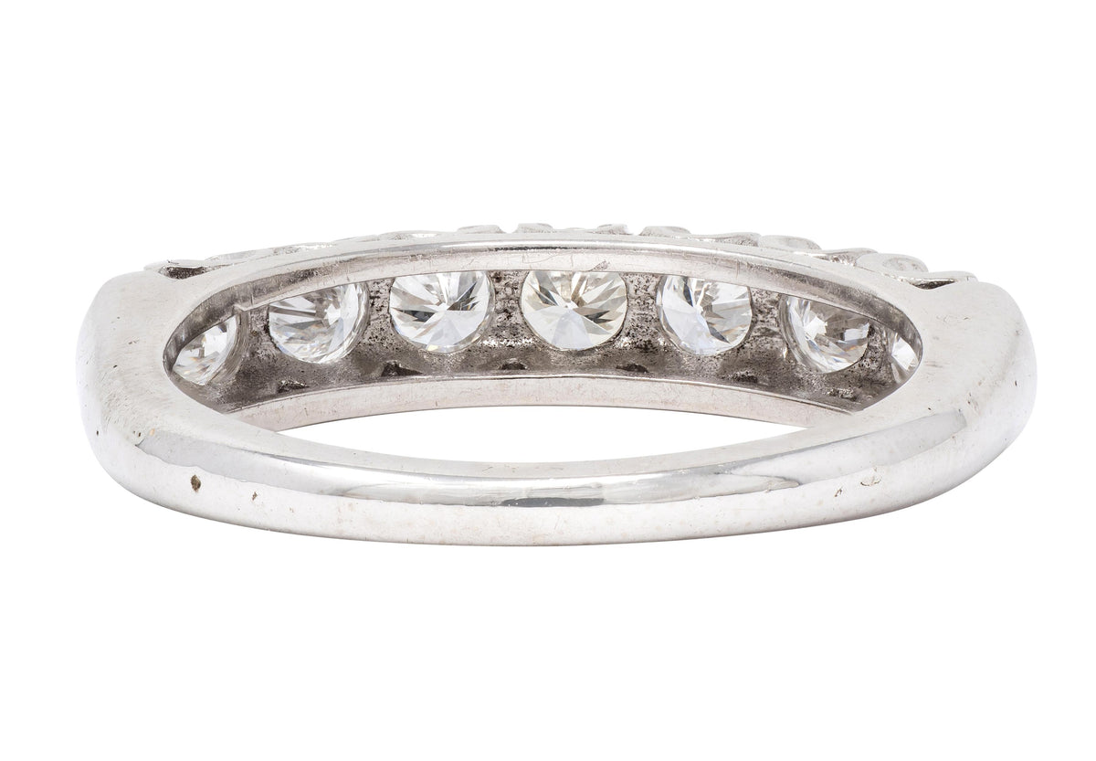 Mid-Century 0.70 CTW Diamond 14 Karat White Gold Fishtail Vintage Band Ring