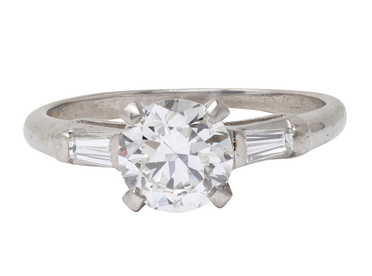 Mid-Century 1.50 CTW Transitional Cut Diamond Platinum Vintage Engagement Ring
