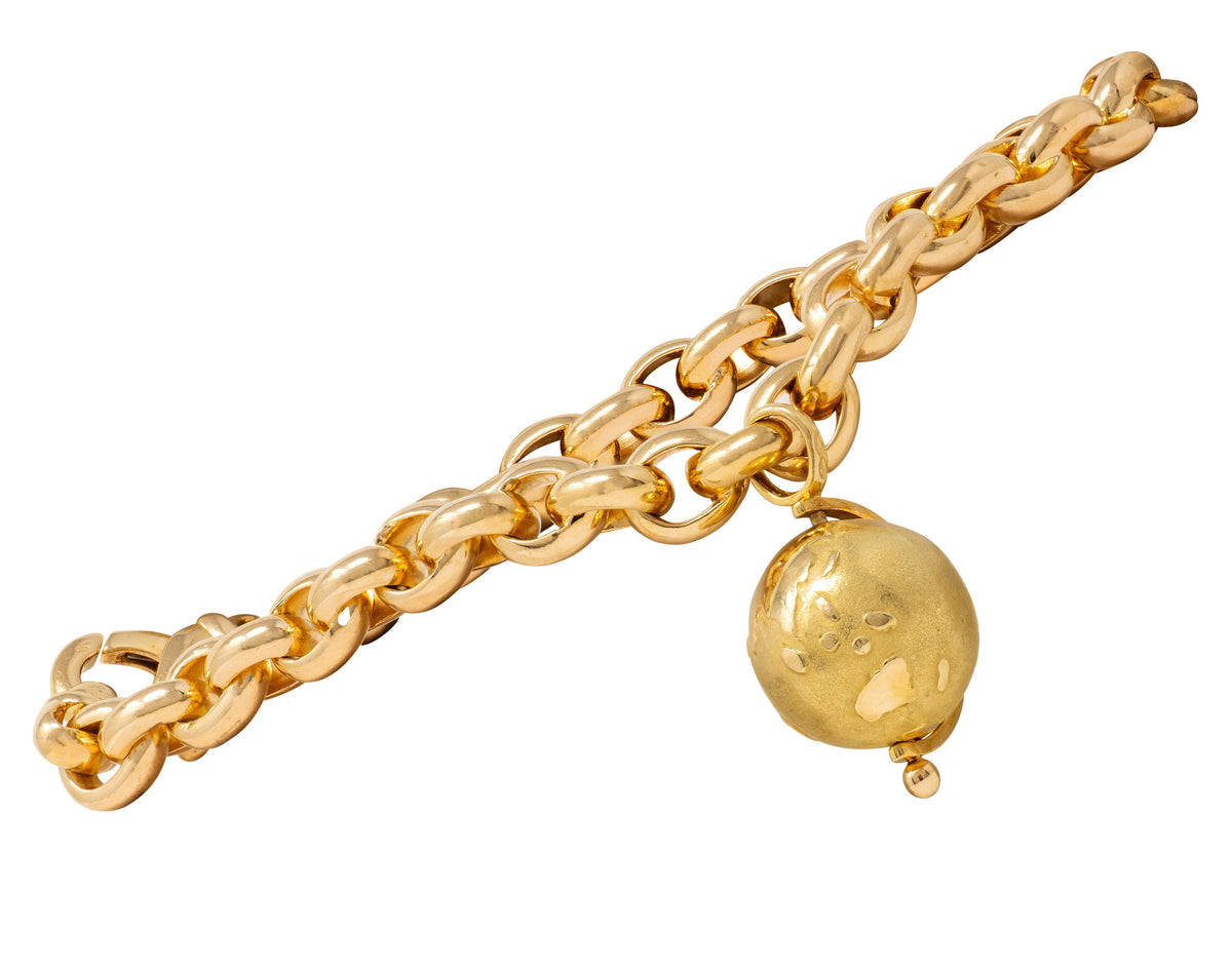 Van Cleef & Arpels French 1990's Globe Cable Link Charm Bracelet