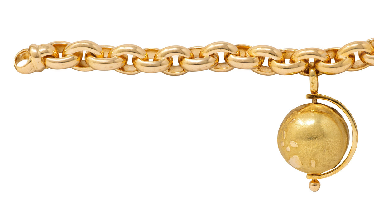 Van Cleef & Arpels French 1990's Globe Cable Link Charm Bracelet