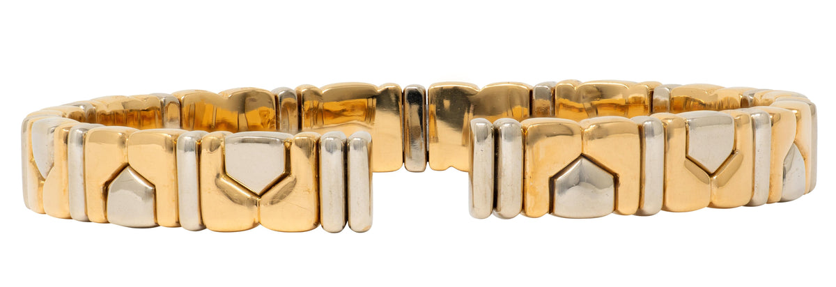 Bulgari 18 Karat Two-Tone Yellow White Gold Vintage Alveare Cuff Bracelet