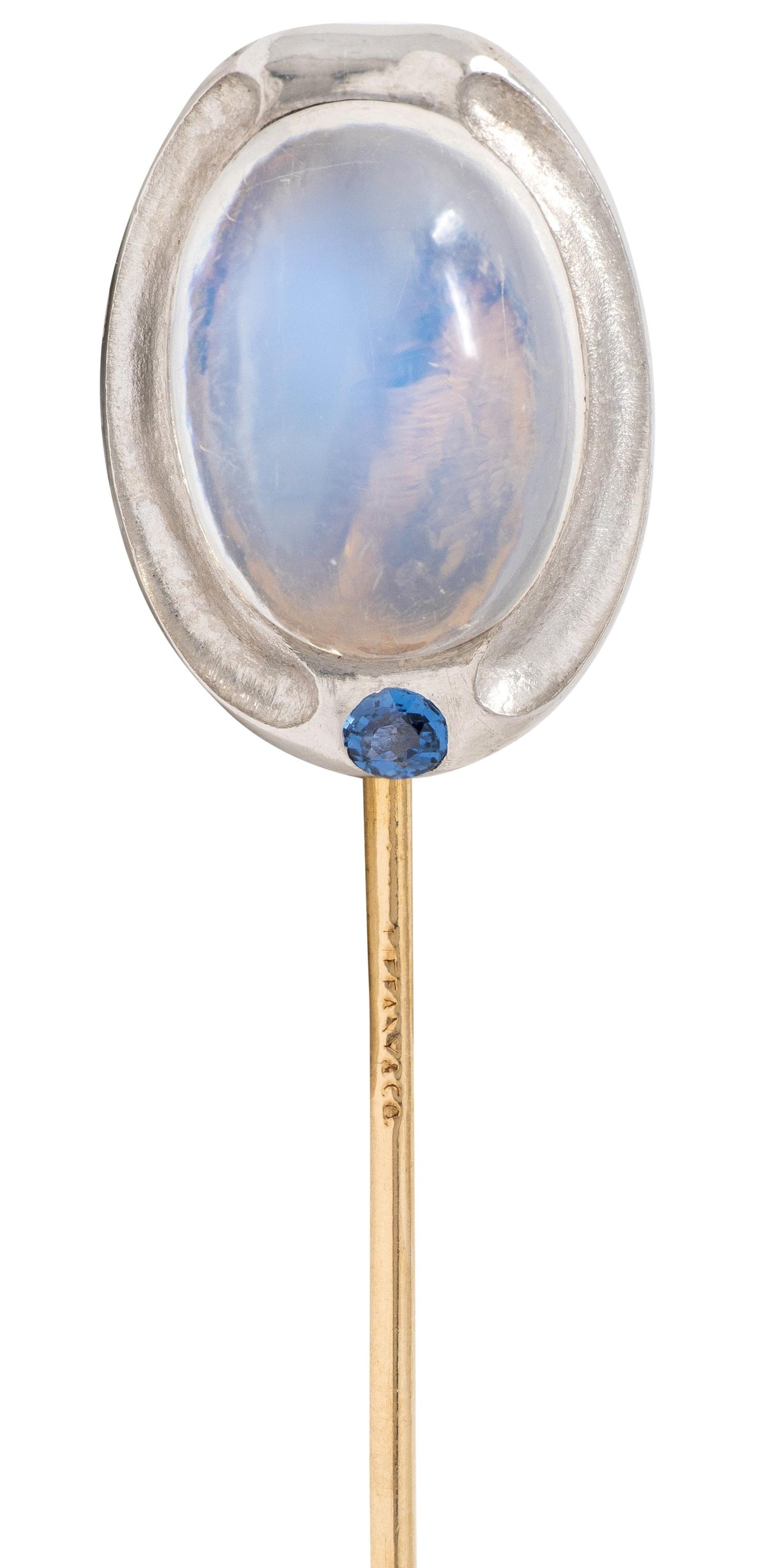 Louis Comfort Tiffany & Co. Nouveau Moonstone 14K Gold Platinum Antique Stickpin