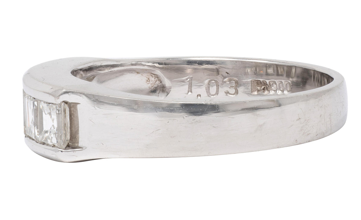 Contemporary 1.03 CTW Square Step Cut Diamond Platinum Channel Band Ring