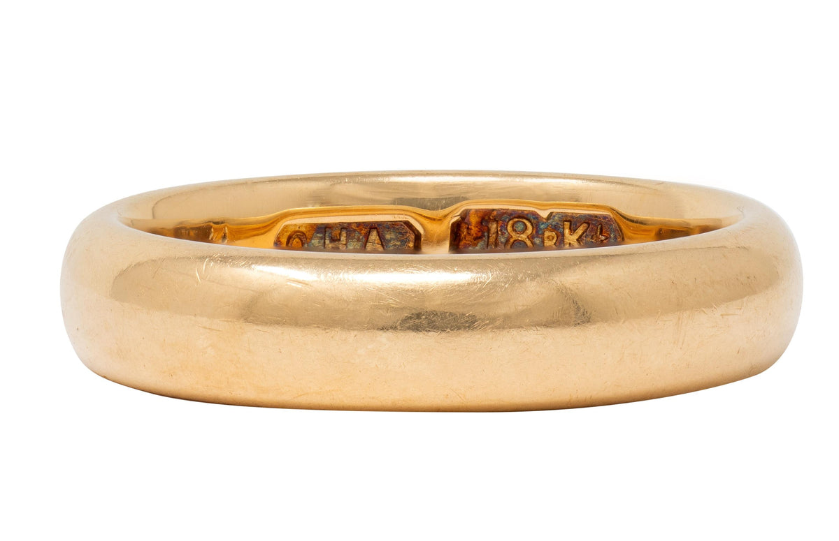 1913 18 Karat Yellow Gold Antique Wedding Band Ring