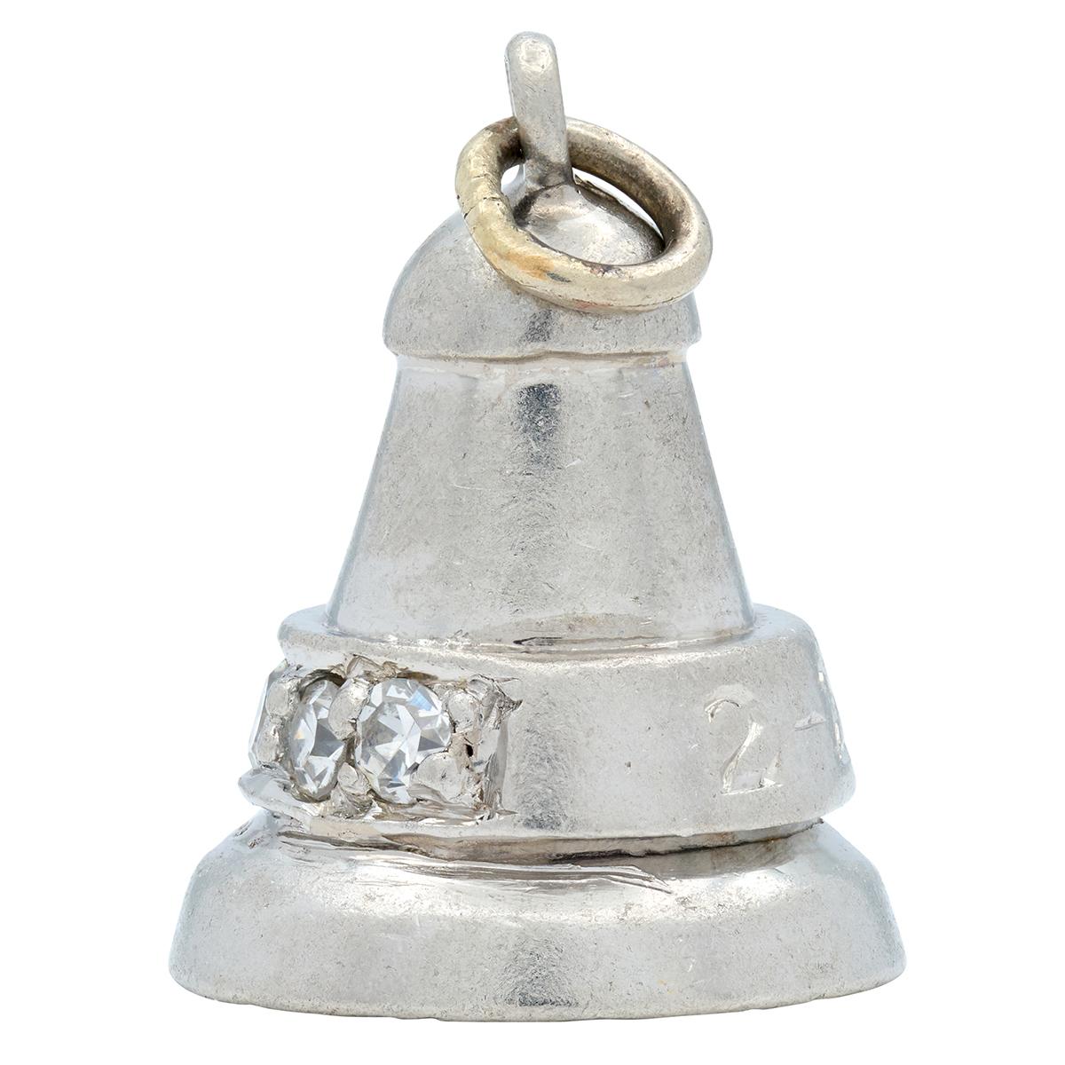 Art Deco 1936 Diamond Platinum Vintage Bell Charm