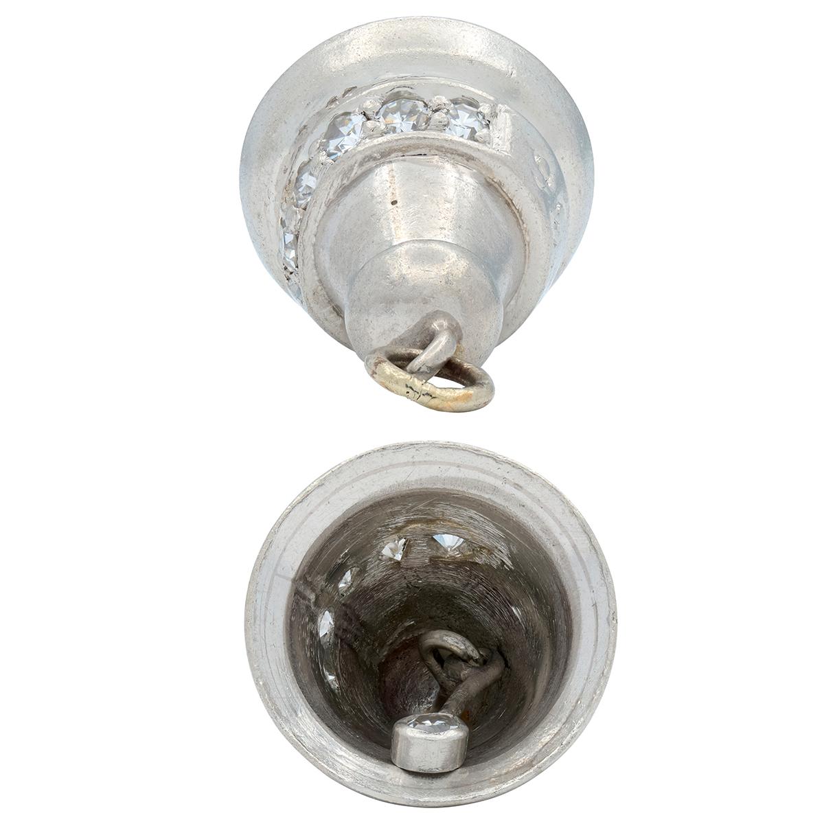 Art Deco 1936 Diamond Platinum Vintage Bell Charm