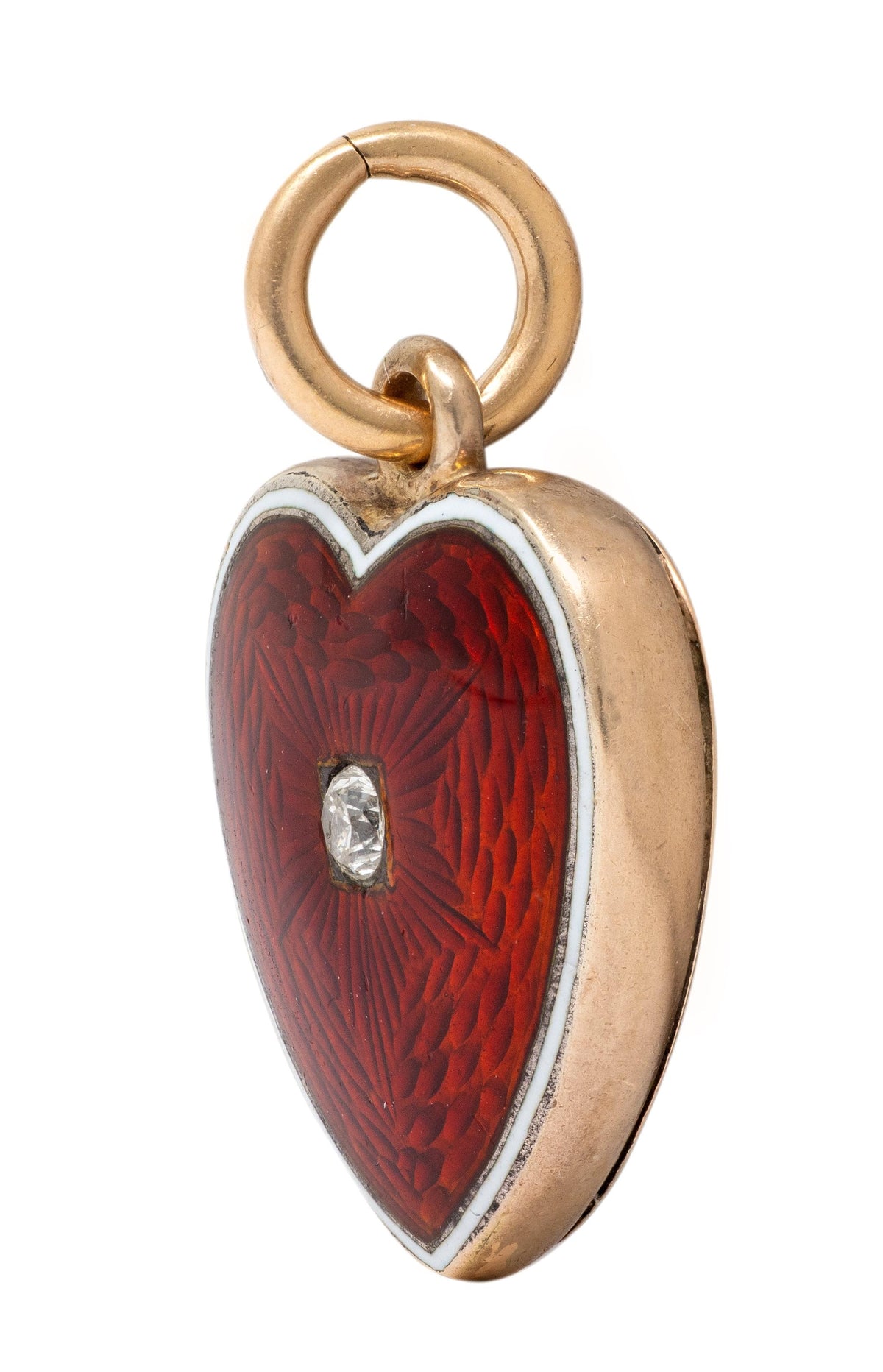 Victorian Diamond Enamel 14 Karat Yellow Gold Antique Heart Locket Pendant