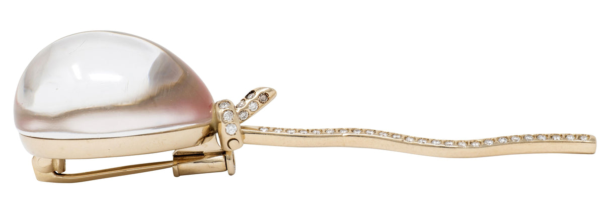 Vhenier Diamond Rock Crystal Quartz Coral 18K Gold Palloncino Balloon Brooch
