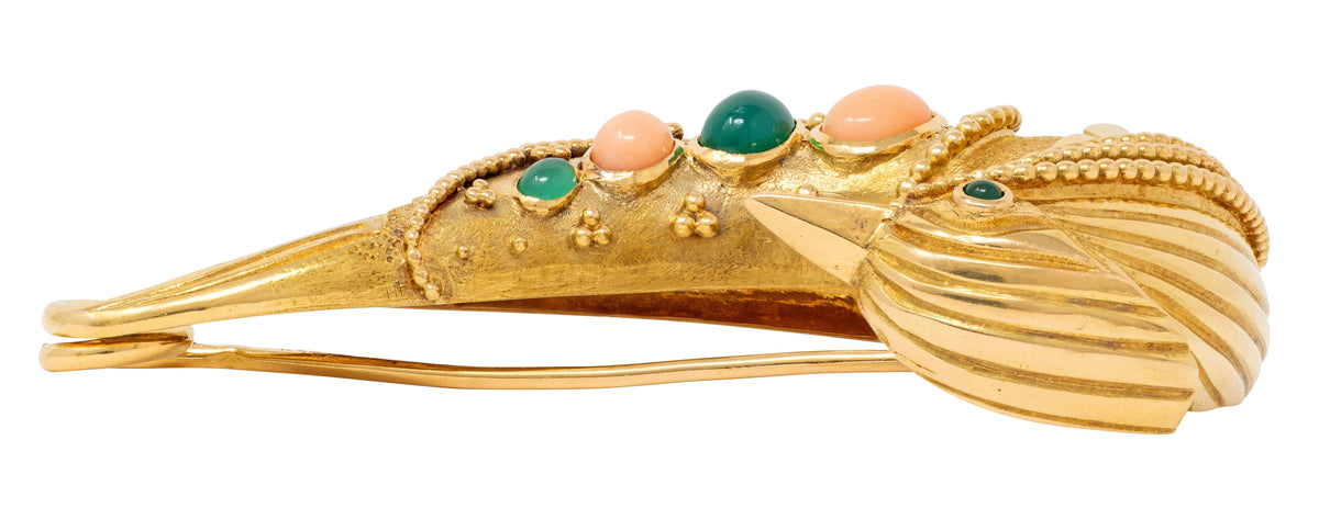 Van Cleef & Arpels Georges L'Enfant 1960 Multi-Gem 18K Gold Vintage Bird Brooch