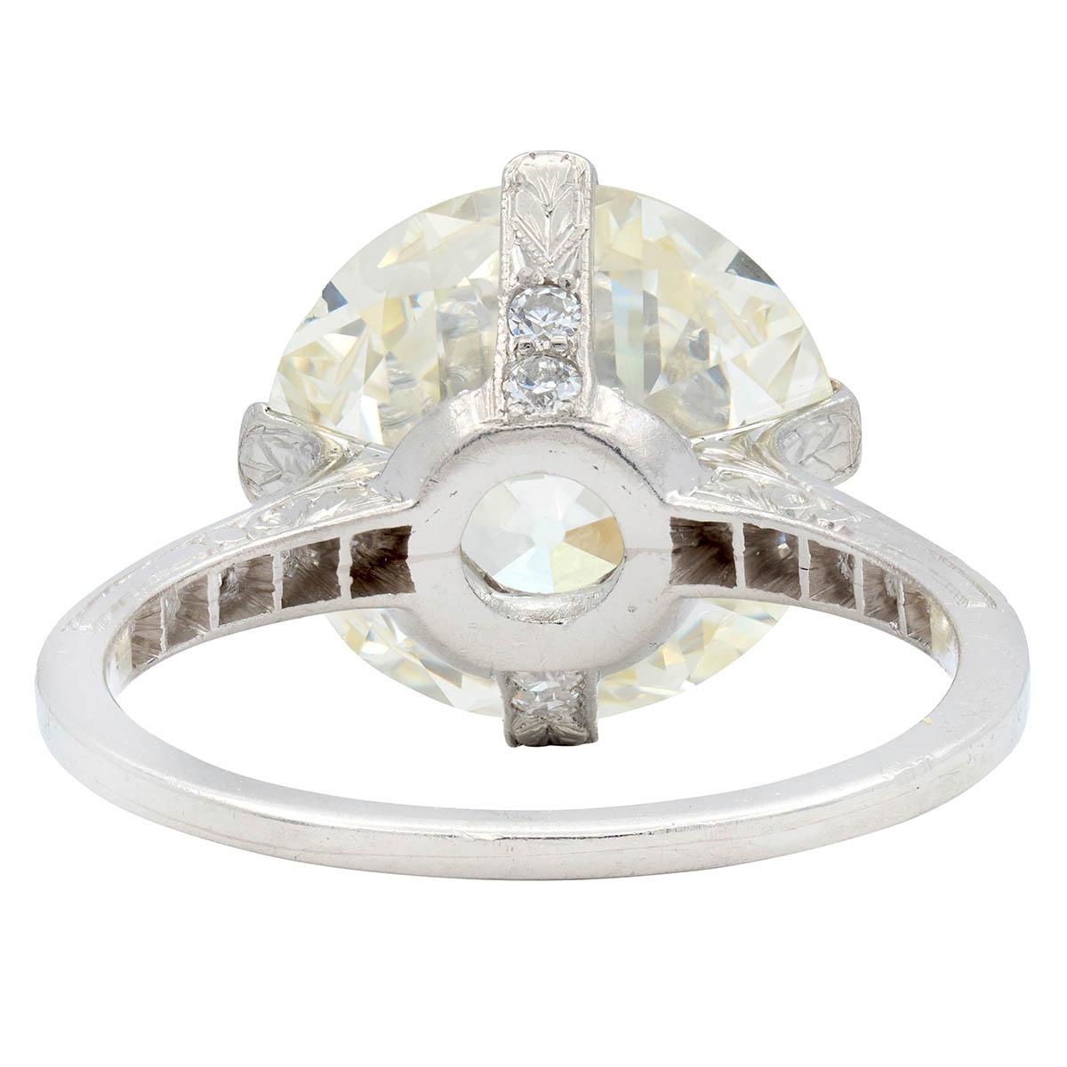 Art Deco Old European Diamond Platinum Scrolling Vintage Engagement Ring GIA