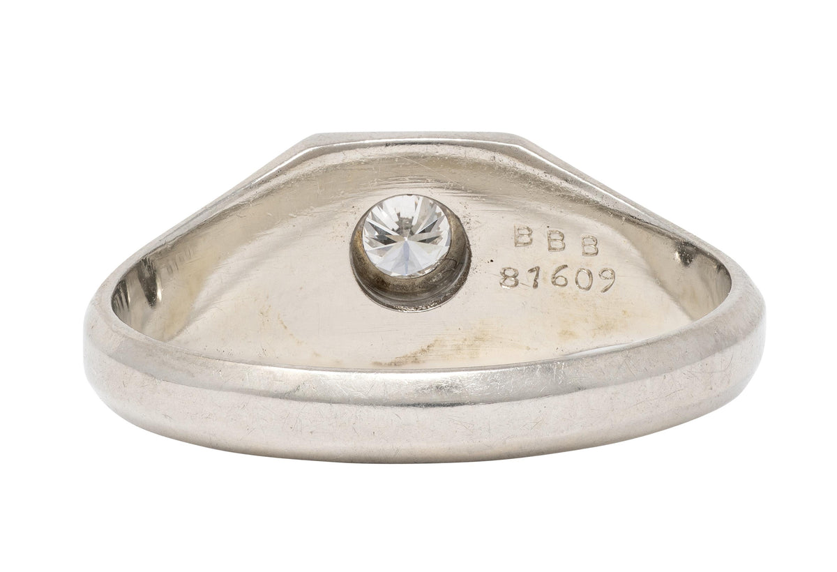 Bailey Banks & Biddle Art Deco Diamond Enamel 19K Gold Vintage Engagement Ring