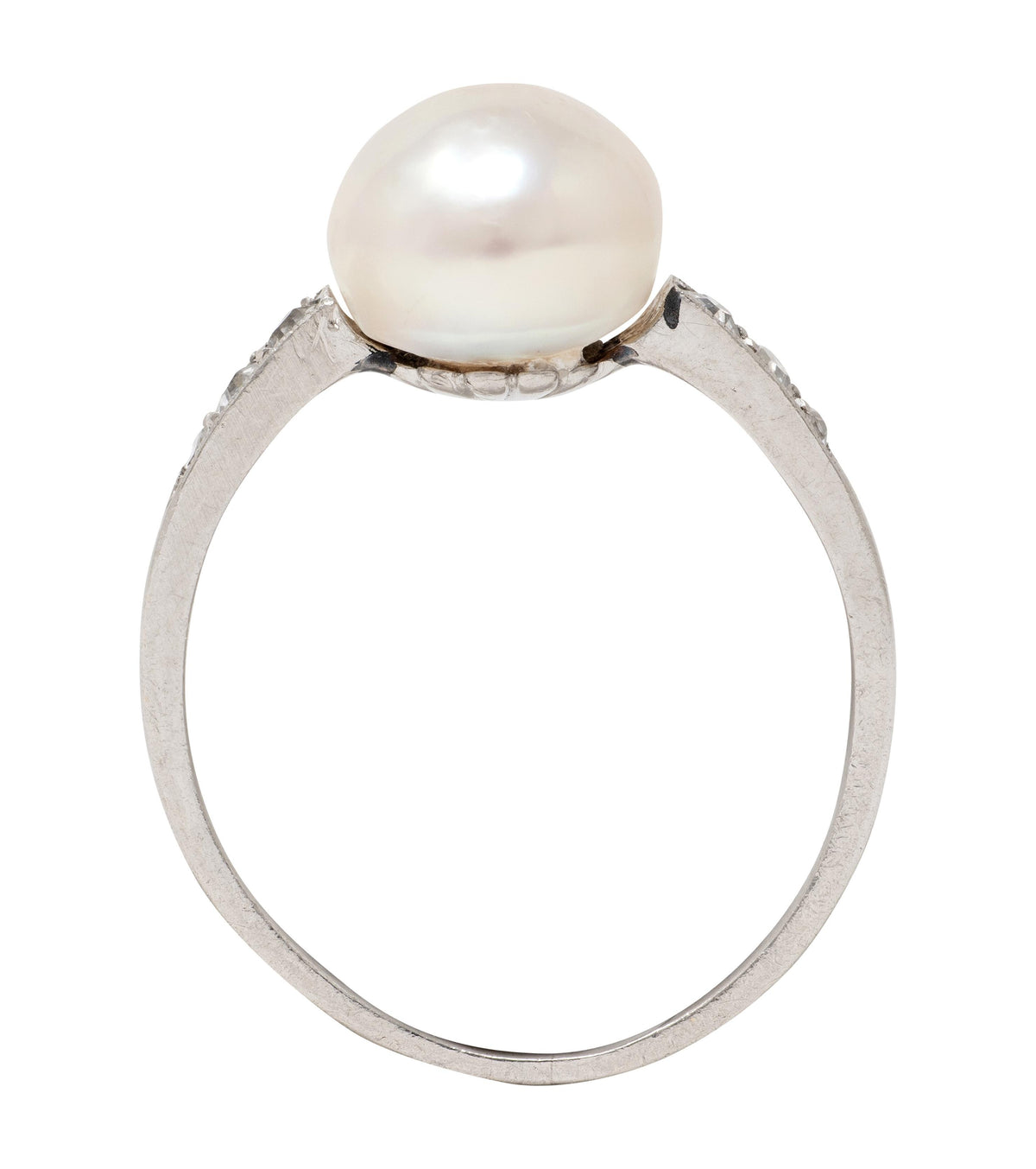Edwardian Natural Saltwater Pinctada Pearl Diamond Platinum Antique Ring GIA