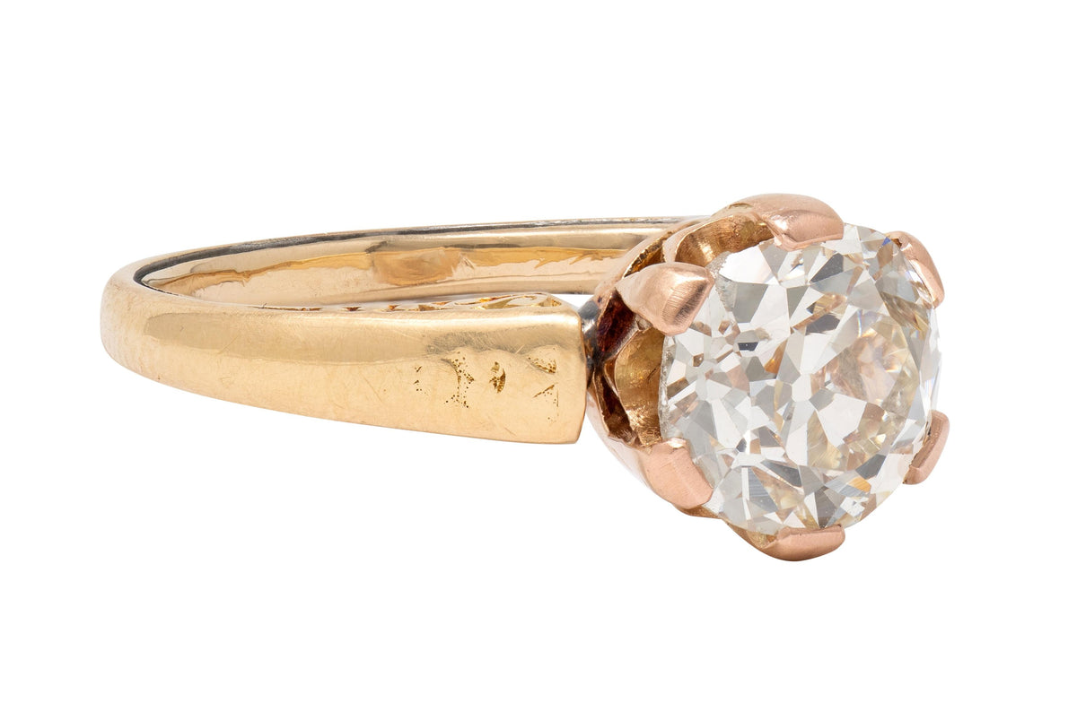 Victorian 0.80 CTW Old Mine Diamond 18K Gold Antique Solitaire Engagement Ring