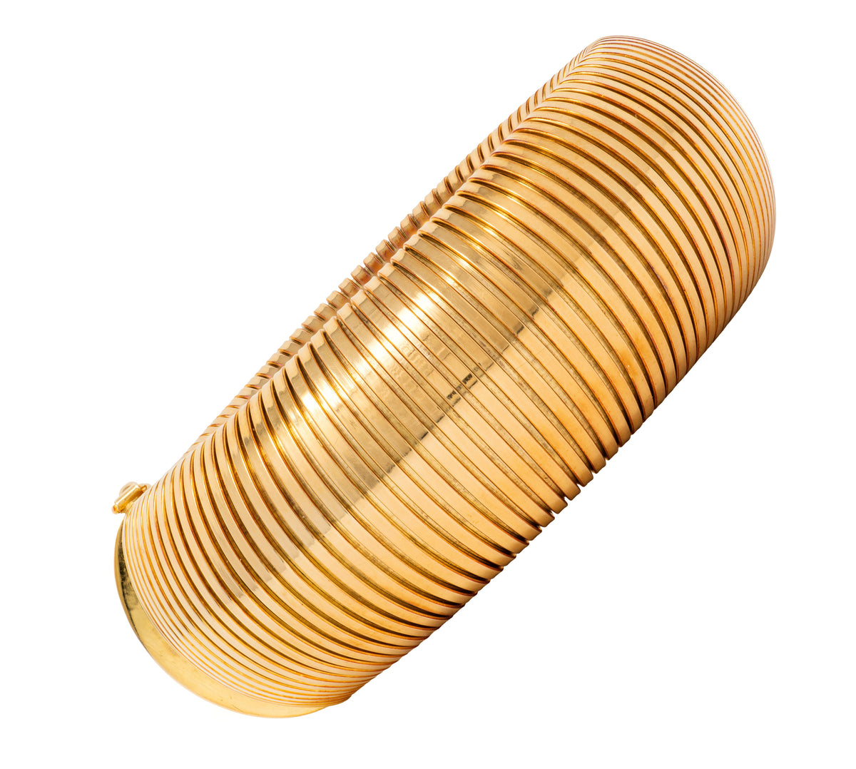 1960's 14 Karat Yellow Gold Vintage Wide Tubogas Bracelet