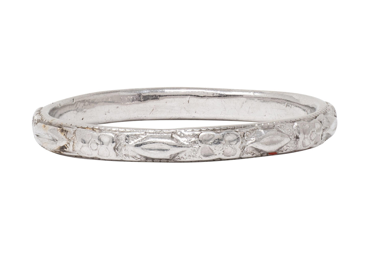Art Deco Platinum Orange Blossom Wedding Band Ring