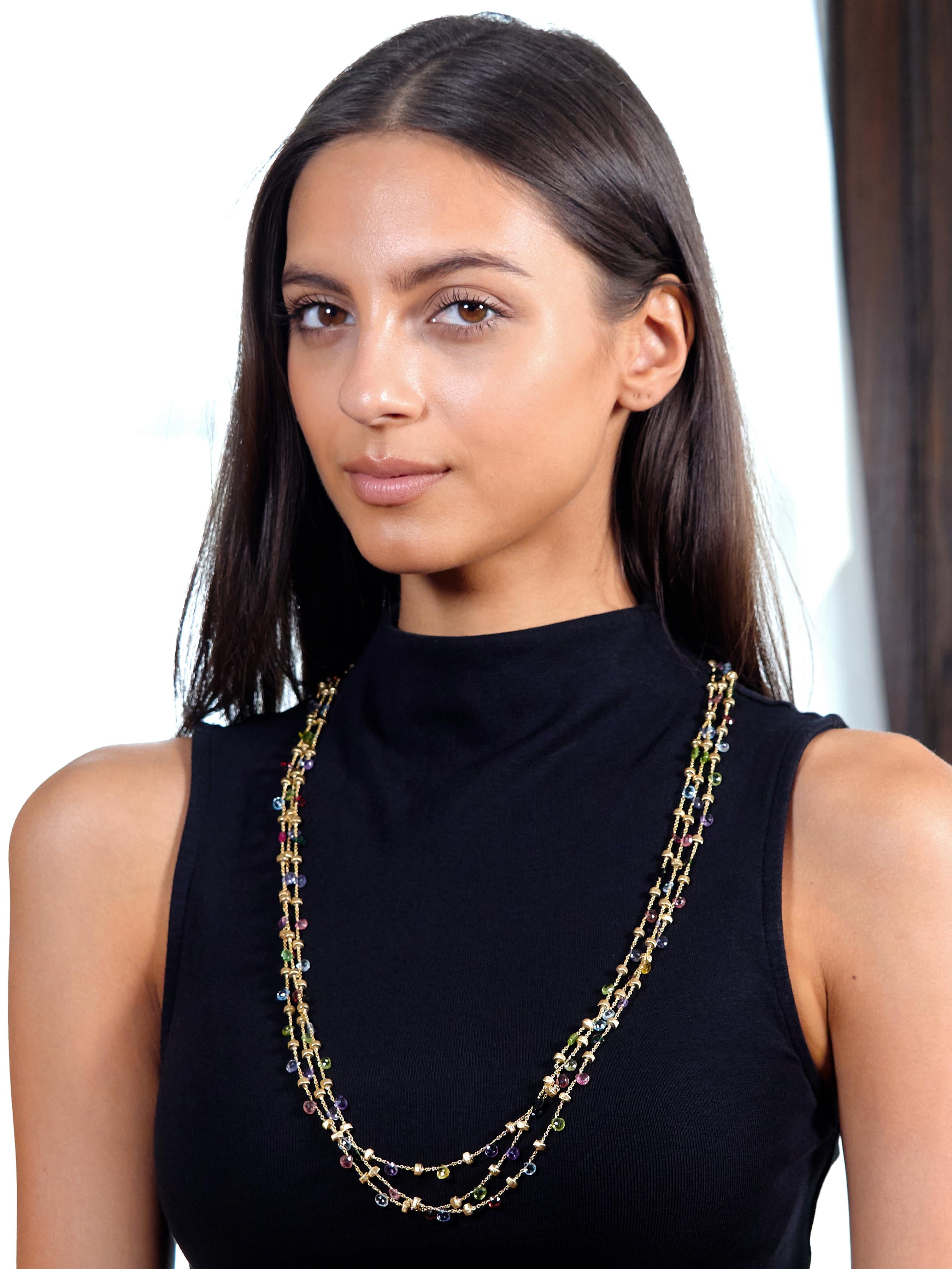 Marco Bicego Contemporary Multi-Gem 18K Gold Paradise Multi-Strand Necklace