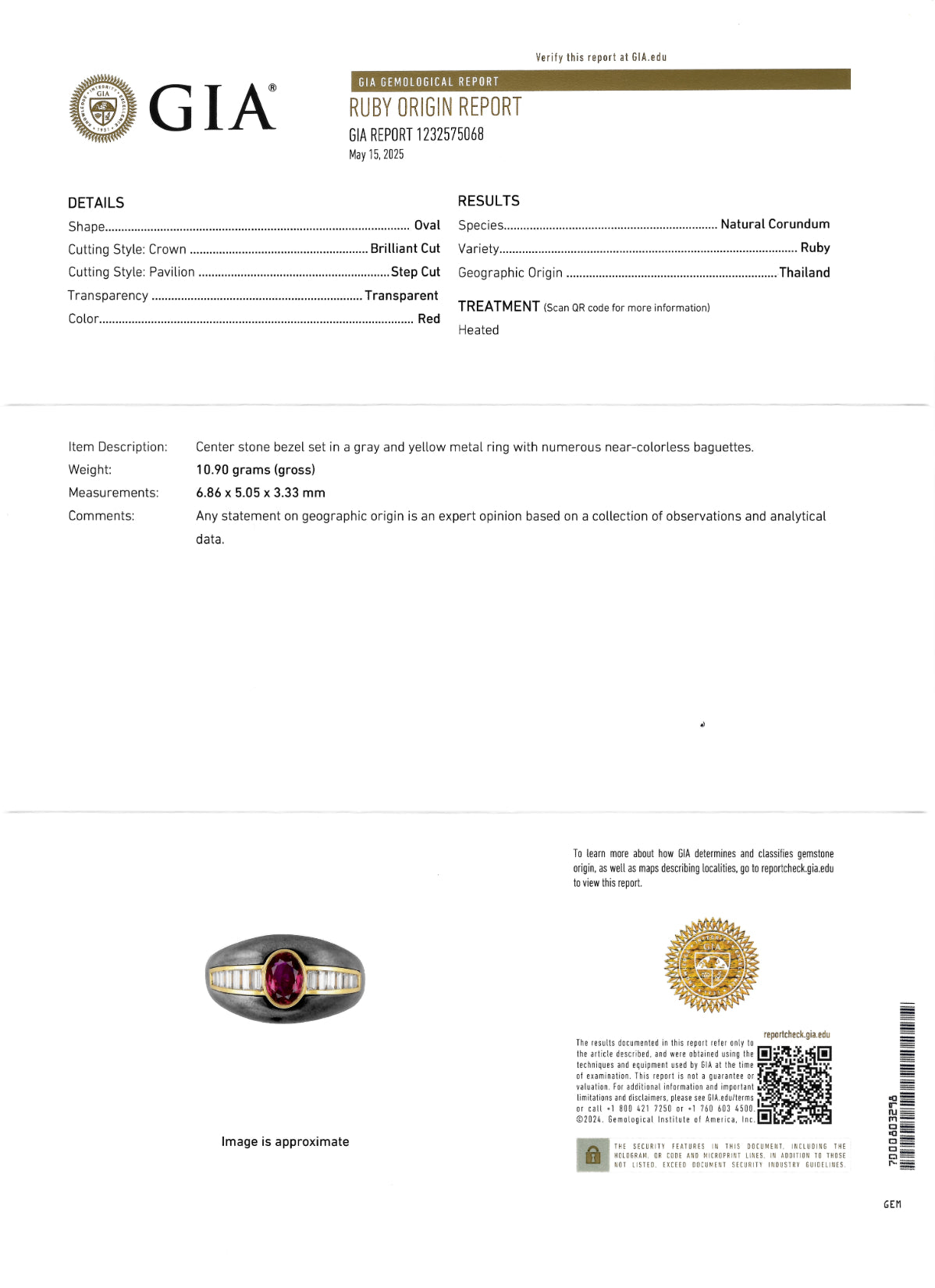 1980's 1.54 CTW Ruby Diamond Hematite 18 Karat Yellow Gold Vintage Ring GIA