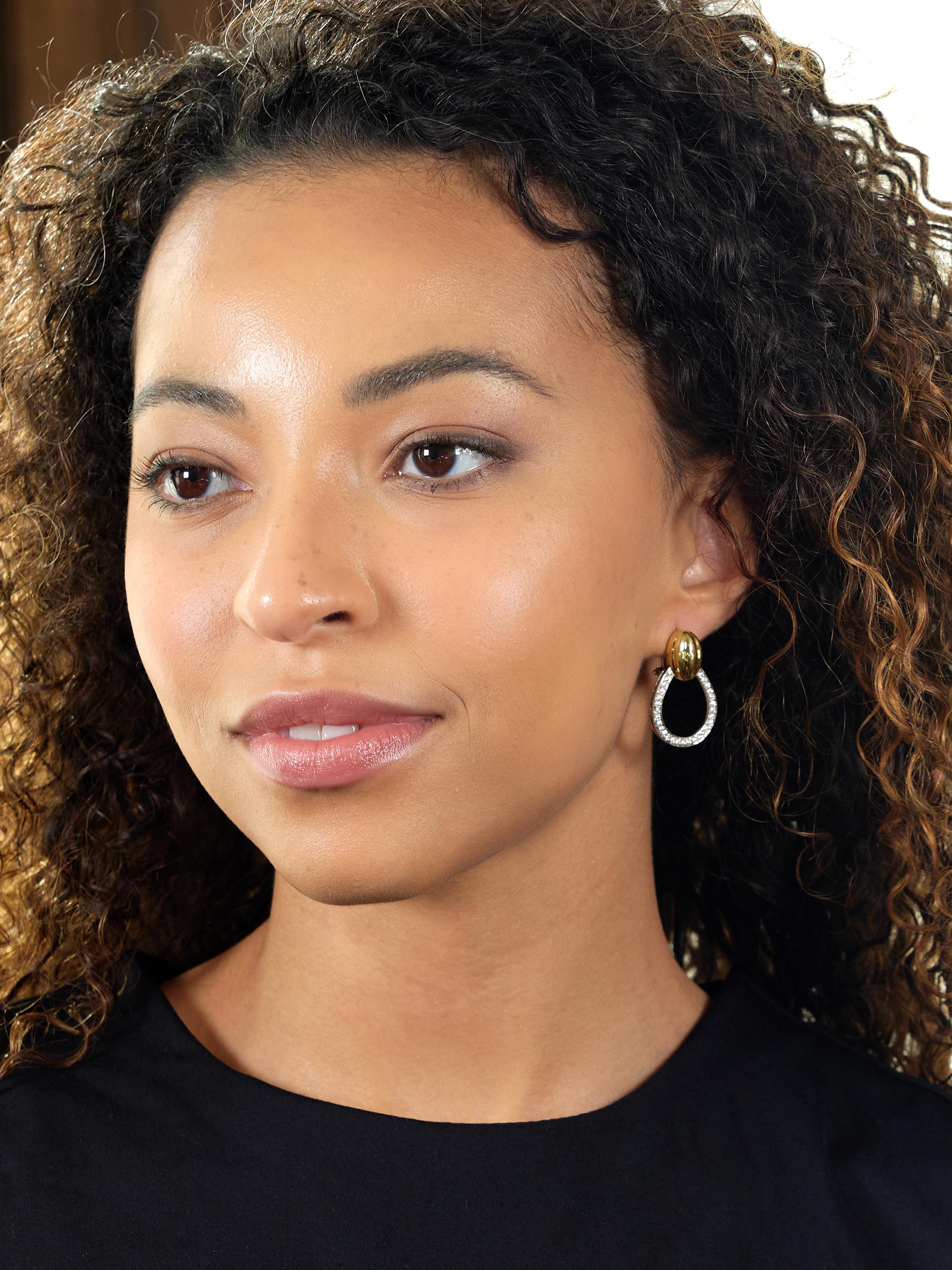 Spark 2000's Diamond 18 Karat Two-Tone Gold Door Knocker Earrings