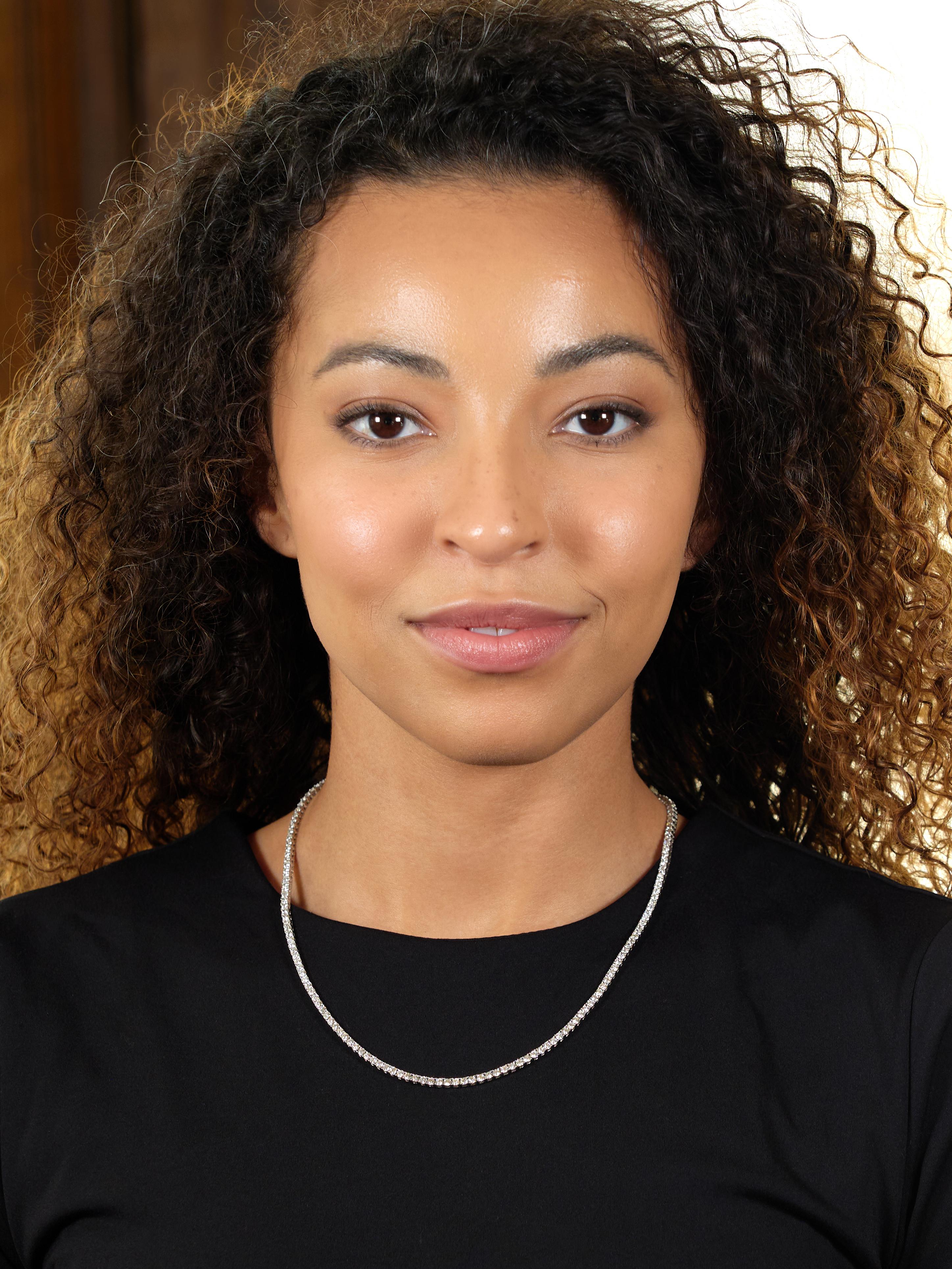 Contemporary 8.75 CTW Round Brilliant Cut Diamond 14K Gold Riviera Necklace