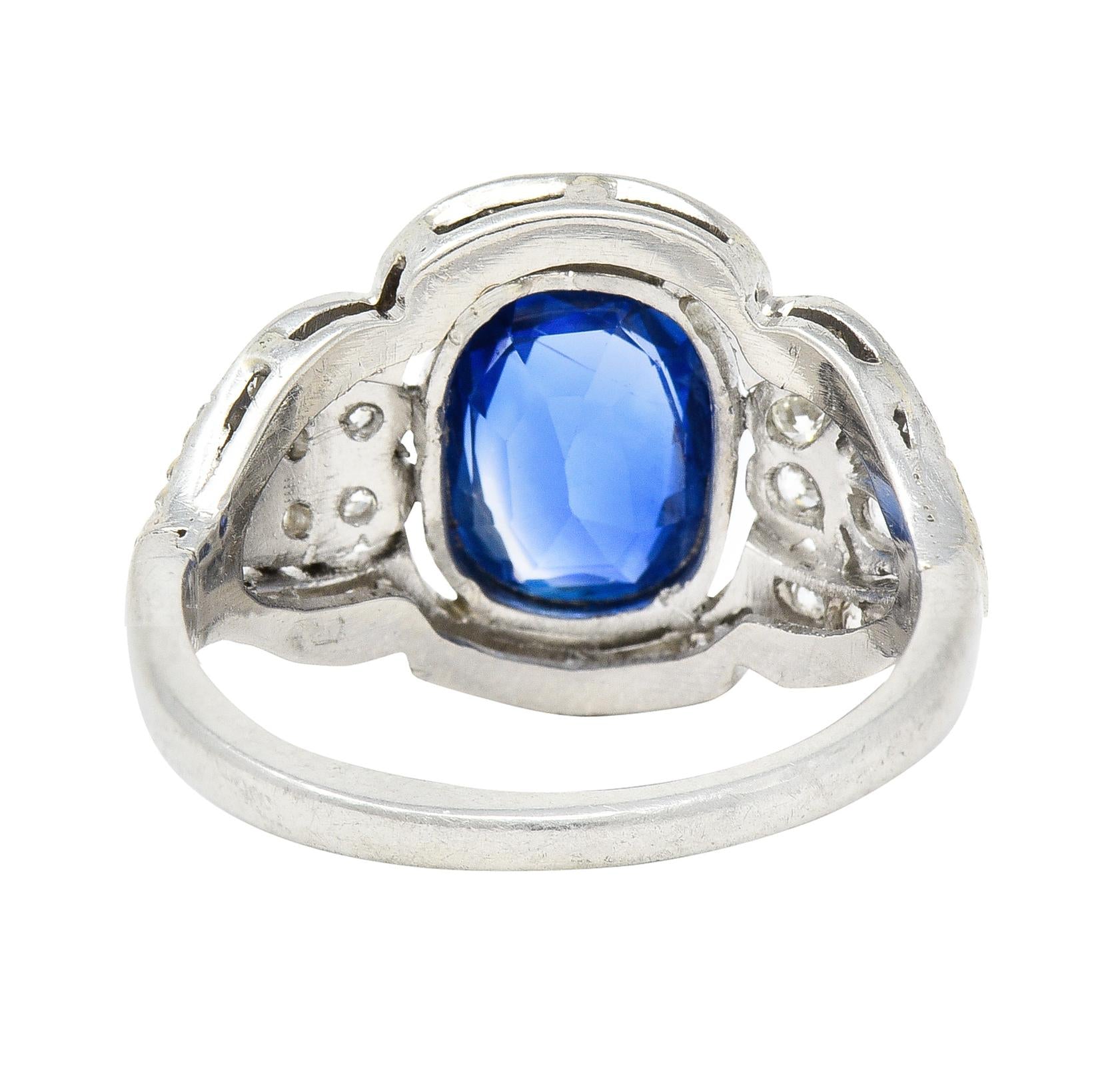 Edwardian 2.56 CTW No Heat Burma Sapphire Diamond Platinum Antique Ring AGL