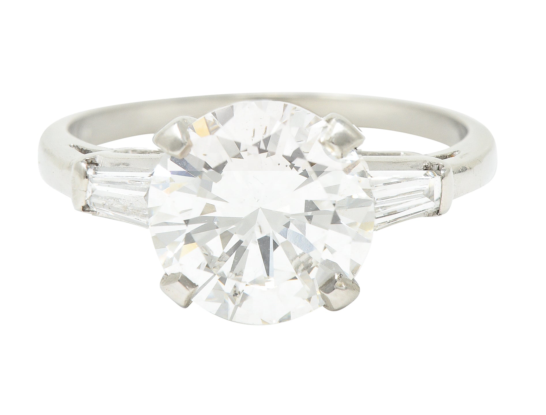 Mid-Century 3.15 CTW Diamond Platinum Vintage Engagement Ring GIA Wilson's Estate Jewelry