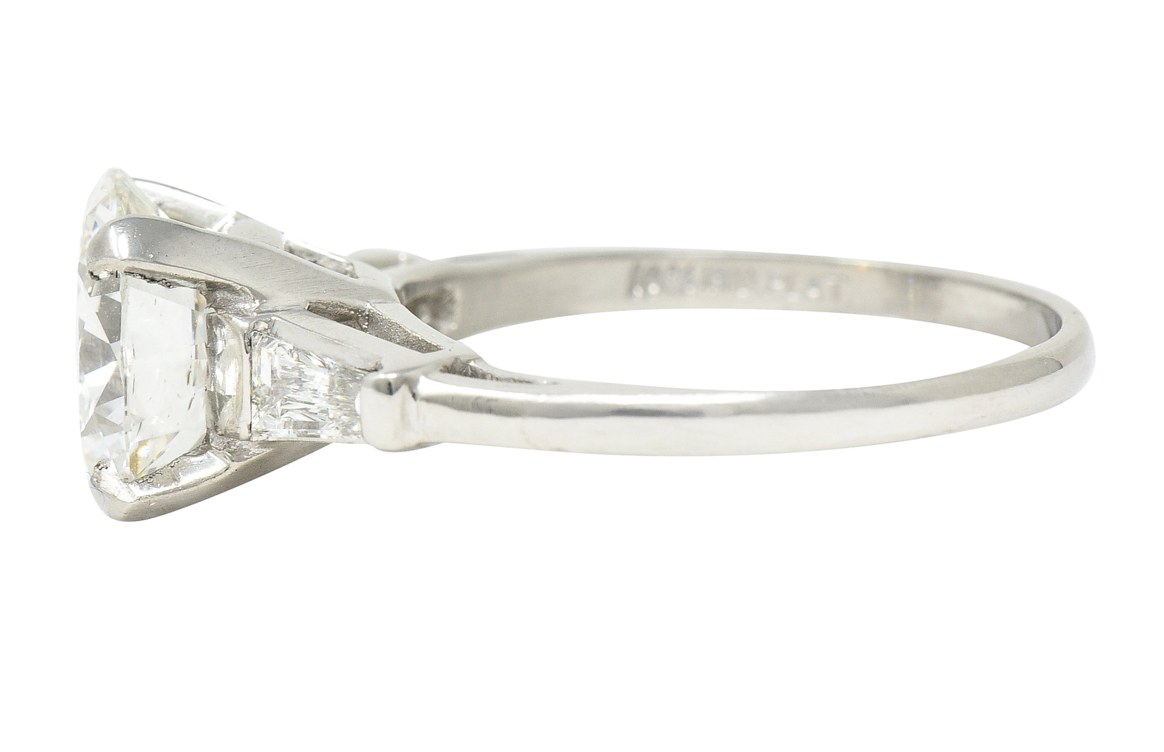 Mid-Century 3.15 CTW Diamond Platinum Vintage Engagement Ring GIA Wilson's Estate Jewelry