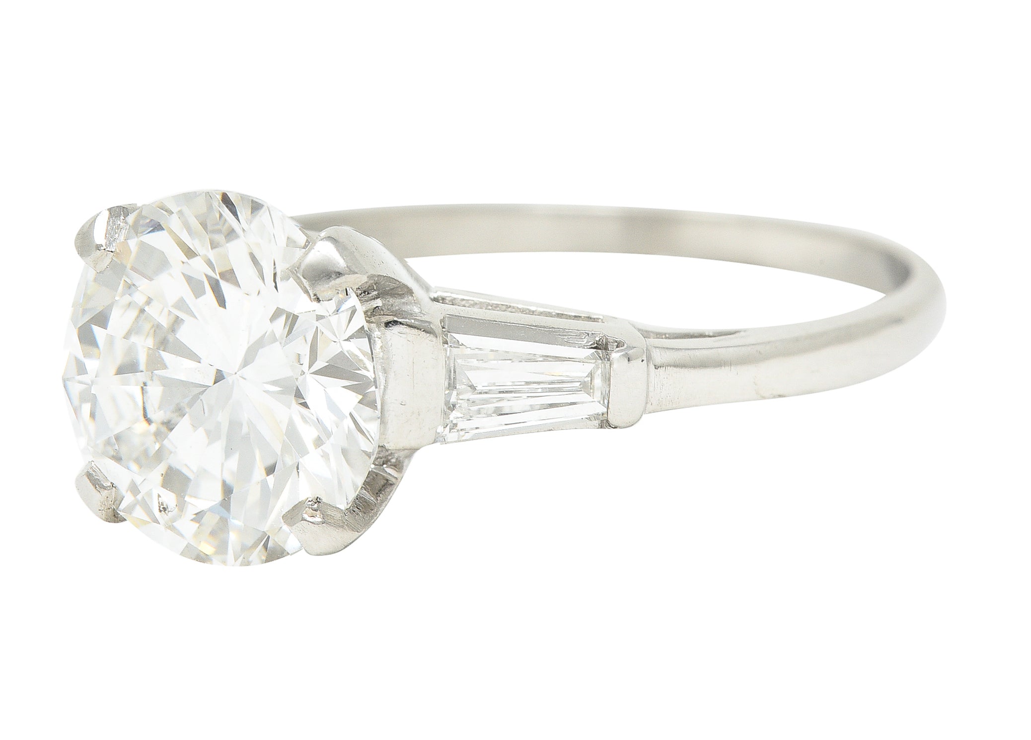 Mid-Century 3.15 CTW Diamond Platinum Vintage Engagement Ring GIA Wilson's Estate Jewelry
