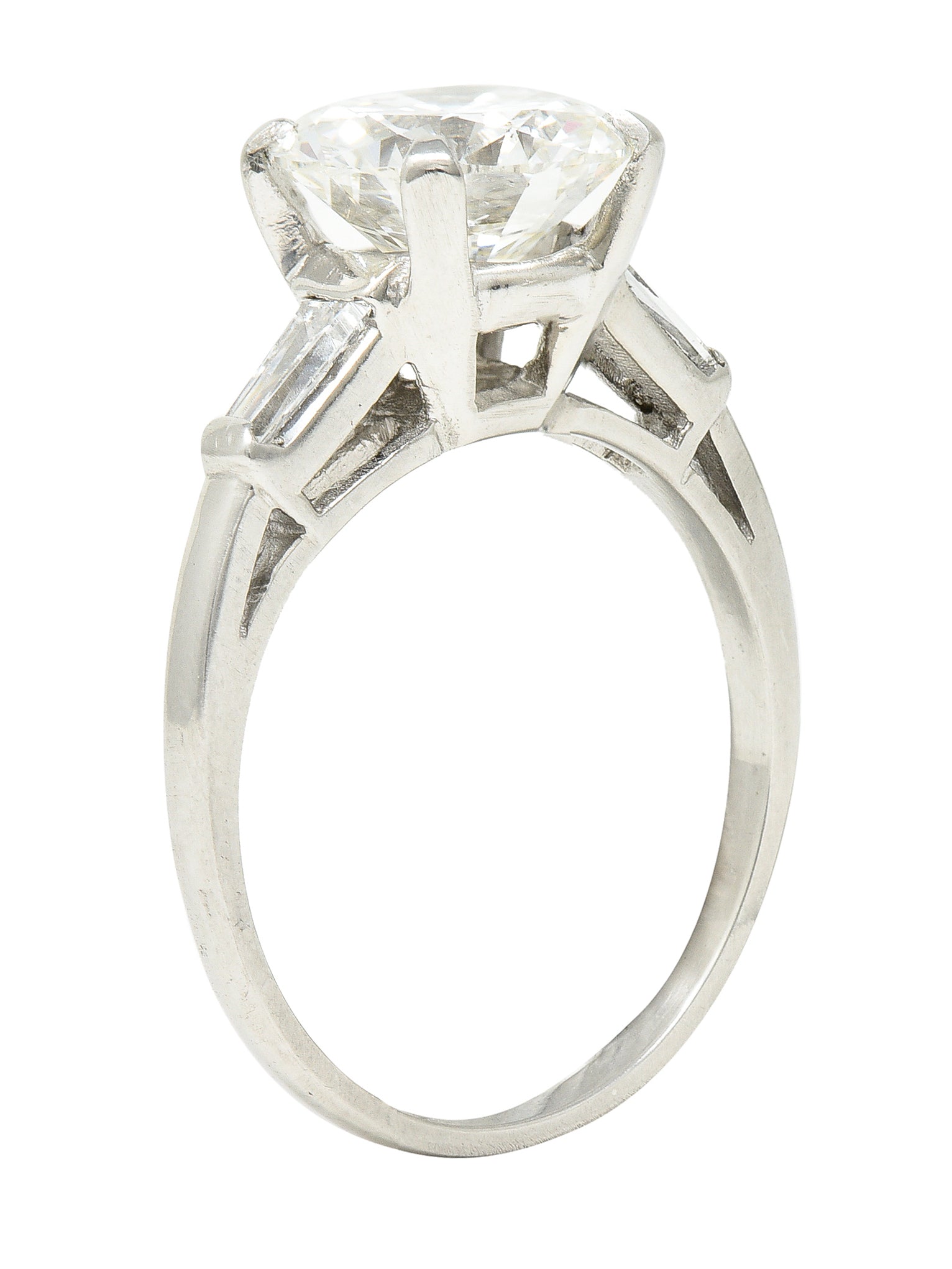 Mid-Century 3.15 CTW Diamond Platinum Vintage Engagement Ring GIA Wilson's Estate Jewelry