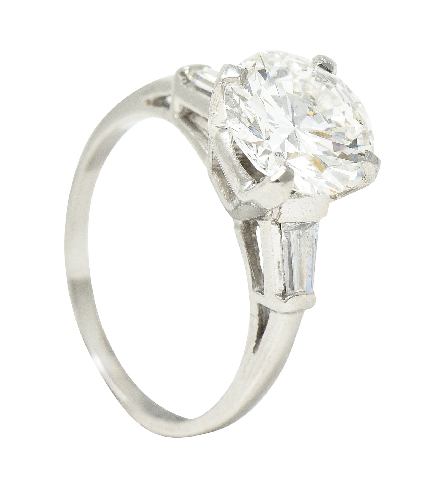 Mid-Century 3.15 CTW Diamond Platinum Vintage Engagement Ring GIA Wilson's Estate Jewelry
