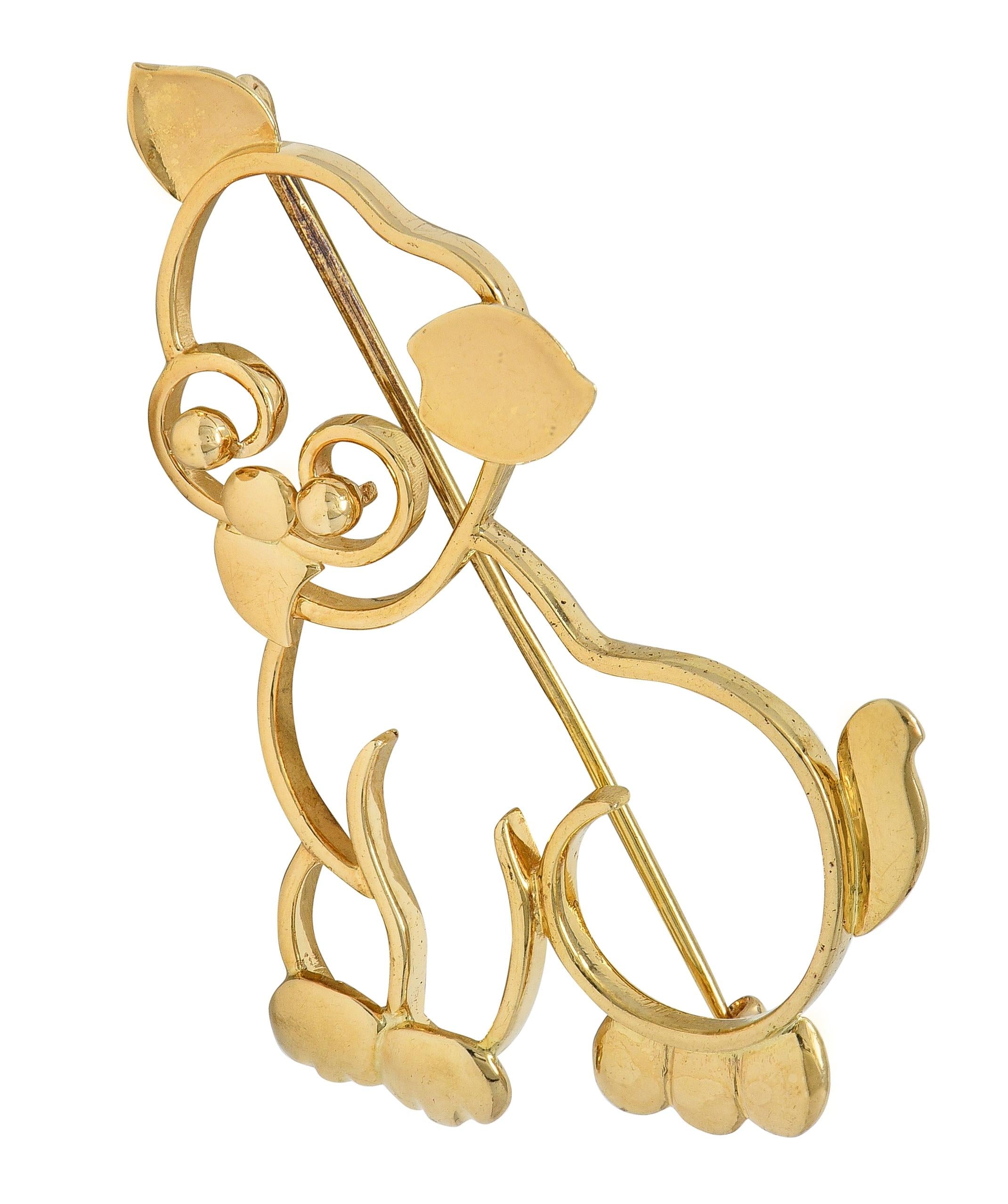 Tiffany & Co. Retro 14 Karat Yellow Gold Vintage Whimsical Dog Brooch