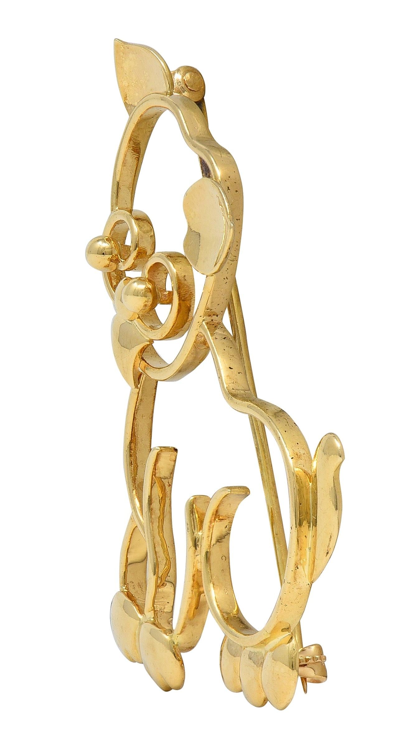 Tiffany & Co. Retro 14 Karat Yellow Gold Vintage Whimsical Dog Brooch