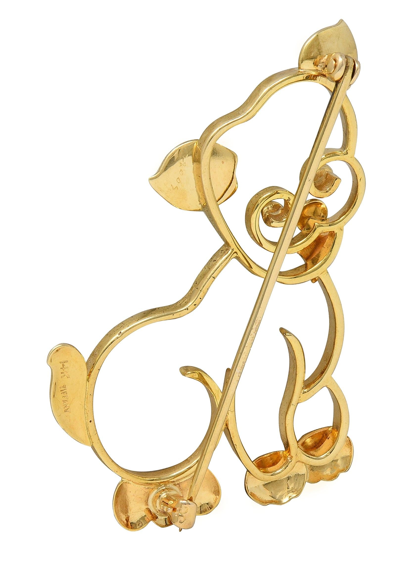 Tiffany & Co. Retro 14 Karat Yellow Gold Vintage Whimsical Dog Brooch