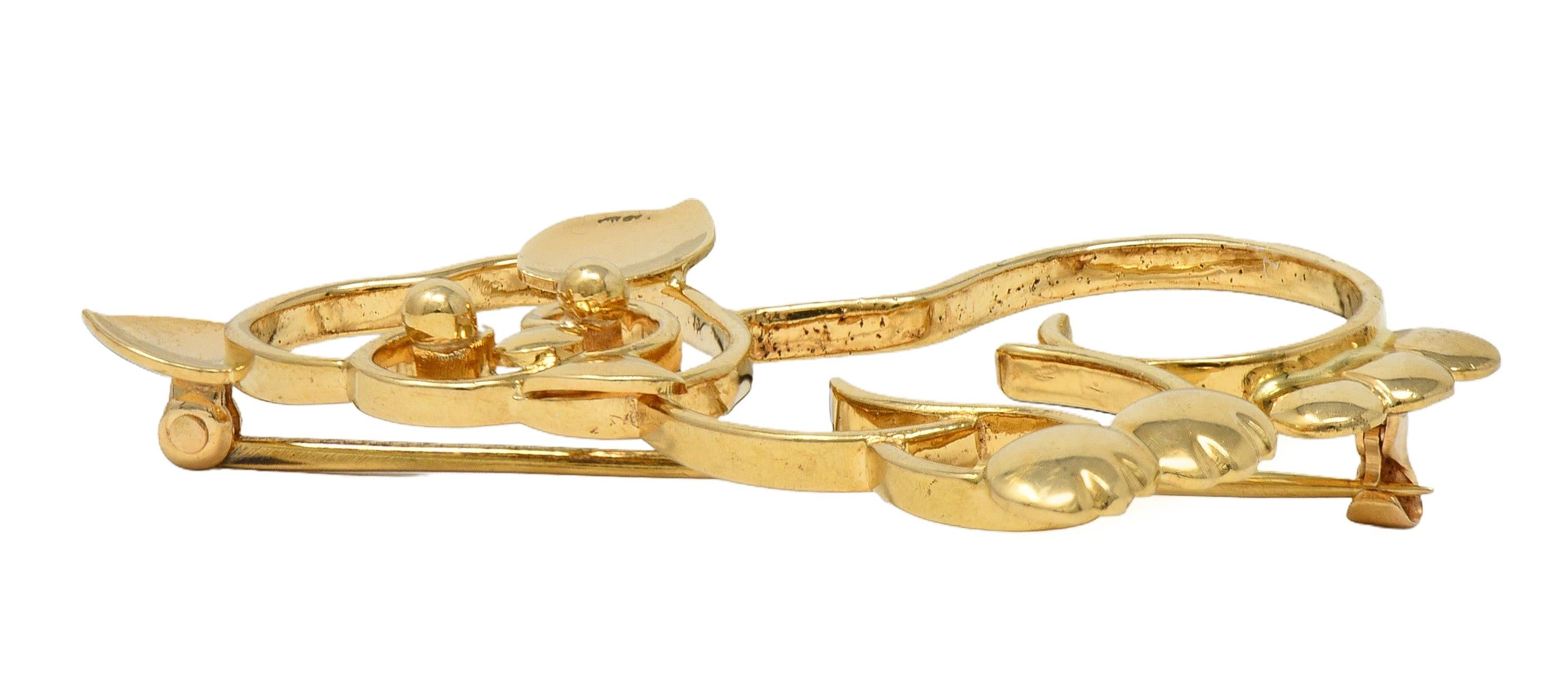 Tiffany & Co. Retro 14 Karat Yellow Gold Vintage Whimsical Dog Brooch