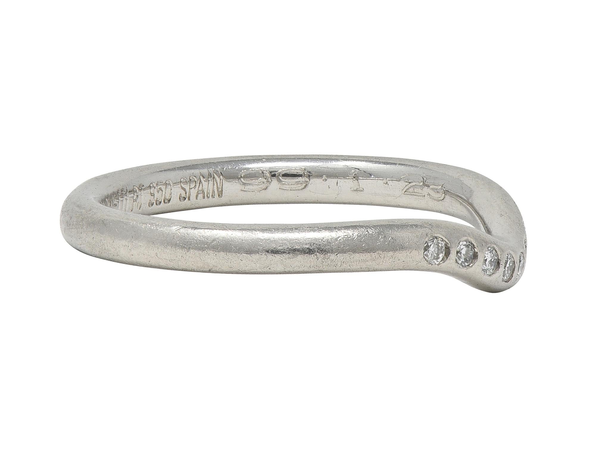 Elsa Peretti Tiffany & Co. Diamond Platinum Vintage Contour Wedding Band Ring